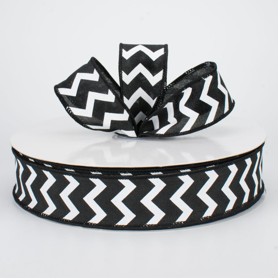 1.5" Canvas Chevron Ribbon: Black & White (50 Yards) Lifestyle Photo