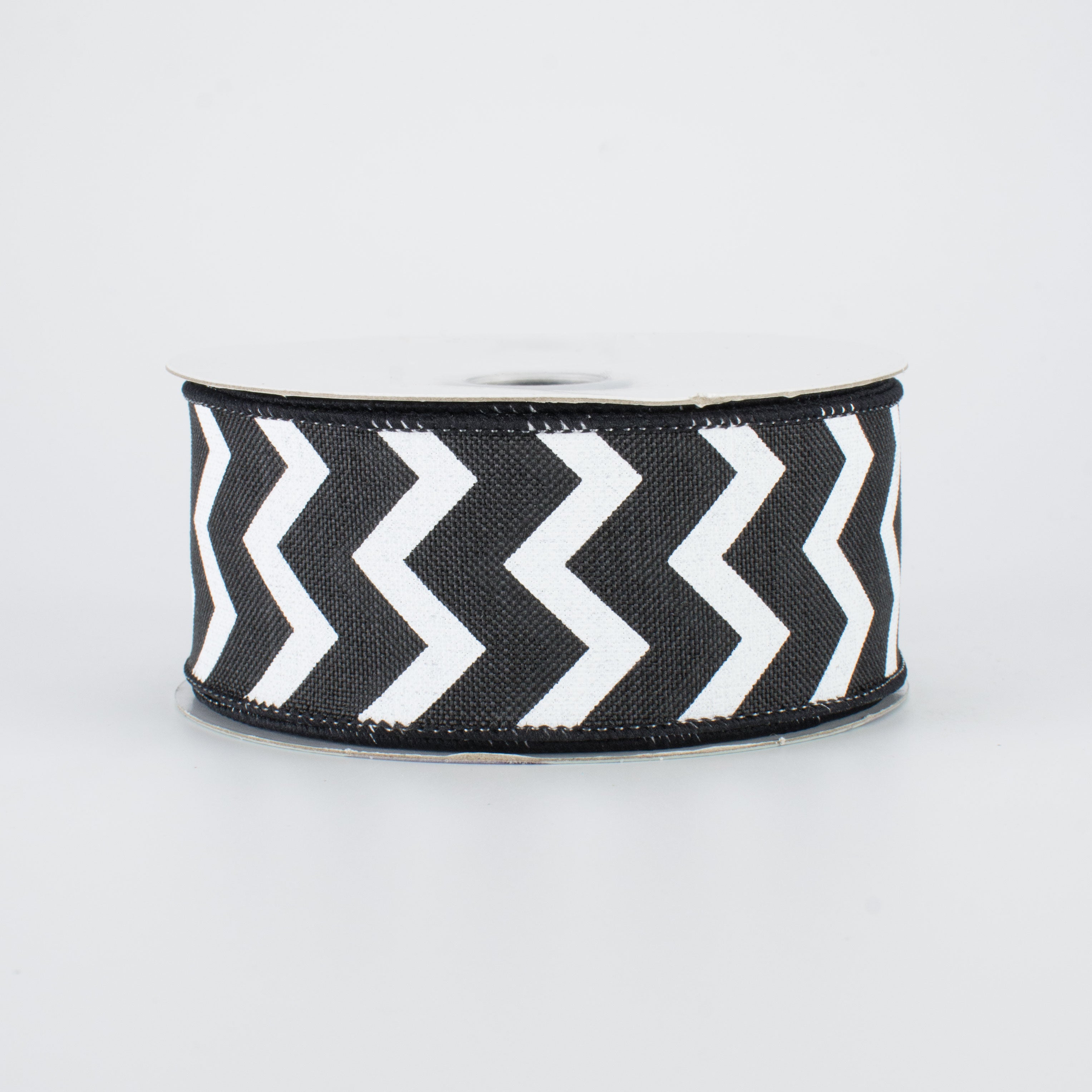 1.5" Canvas Chevron Ribbon: Black & White (10 Yards)