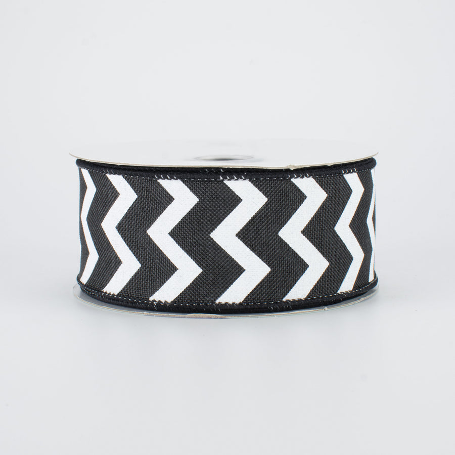 1.5" Canvas Chevron Ribbon: Black & White (10 Yards)