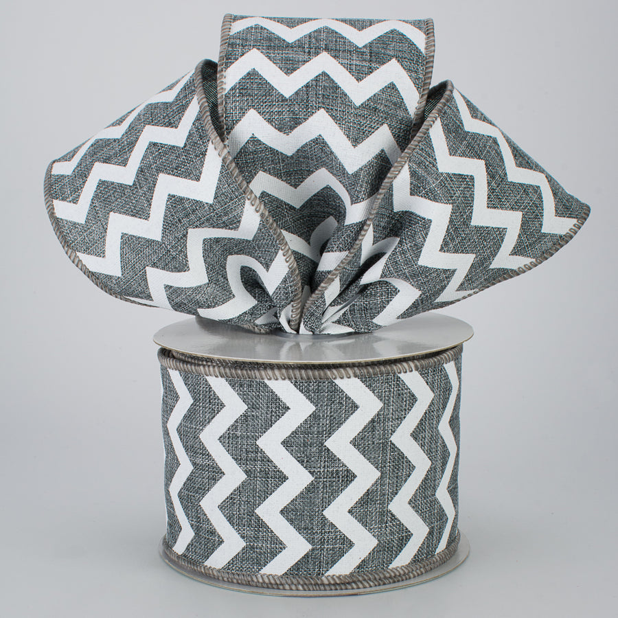 2.5" Canvas Chevron Ribbon: Grey & White (10 Yards) Lifestyle Photo