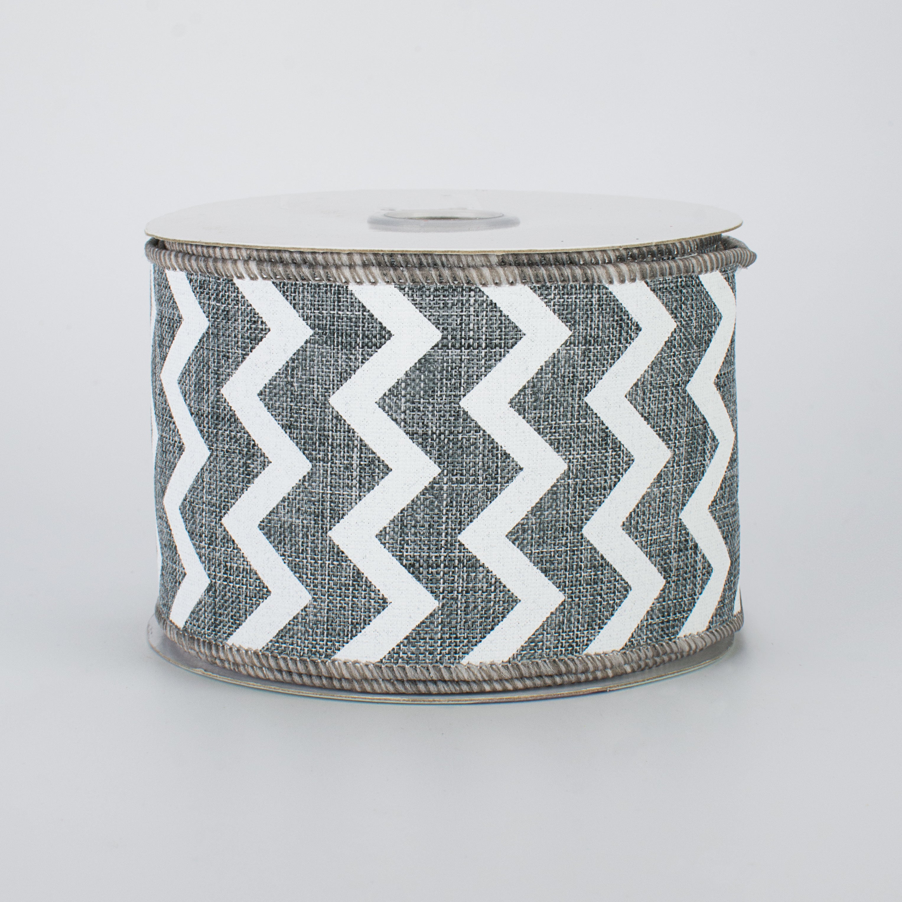 2.5" Canvas Chevron Ribbon: Grey & White (10 Yards)