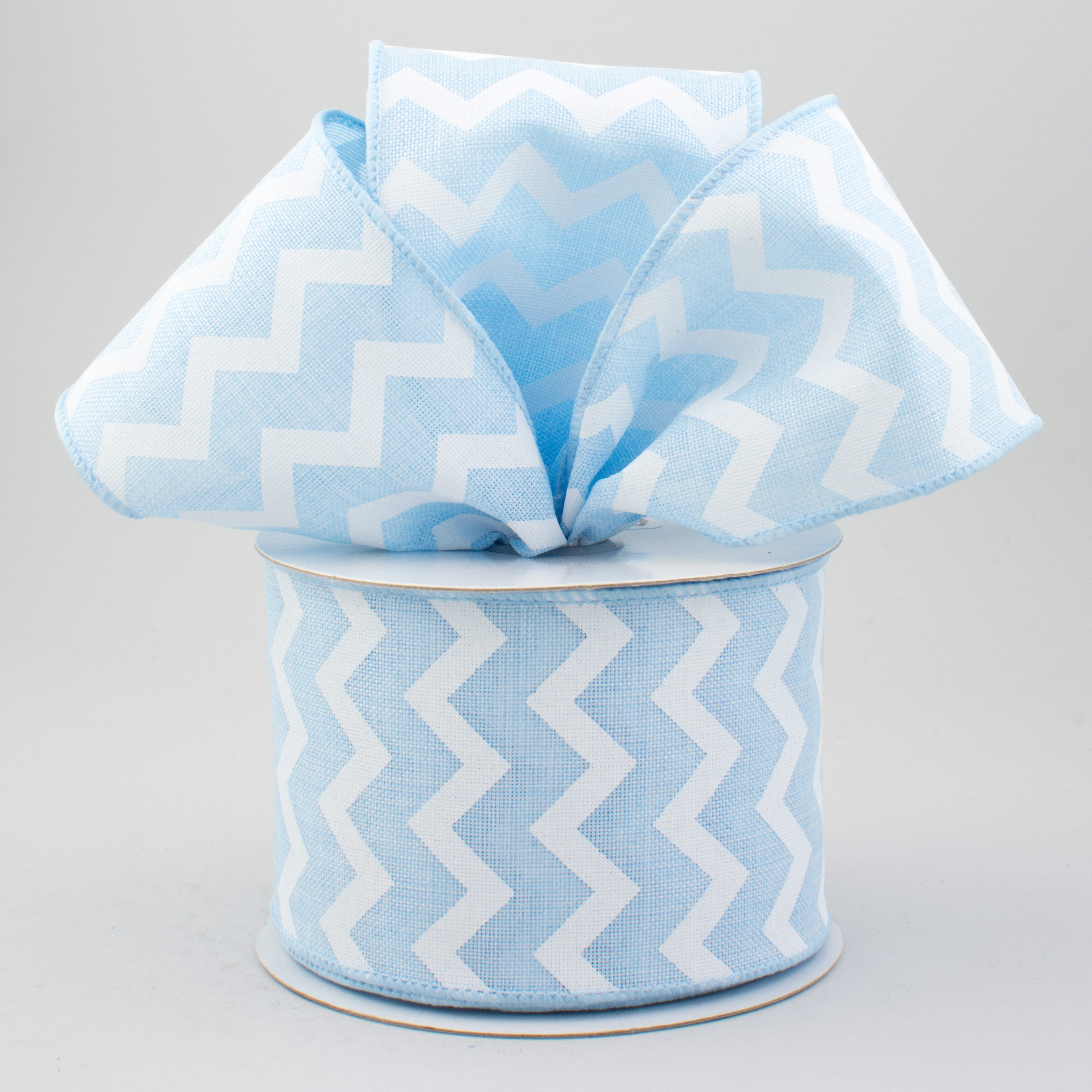 2.5" Canvas Chevron Ribbon: Light Blue & White (10 Yards) Lifestyle Photo