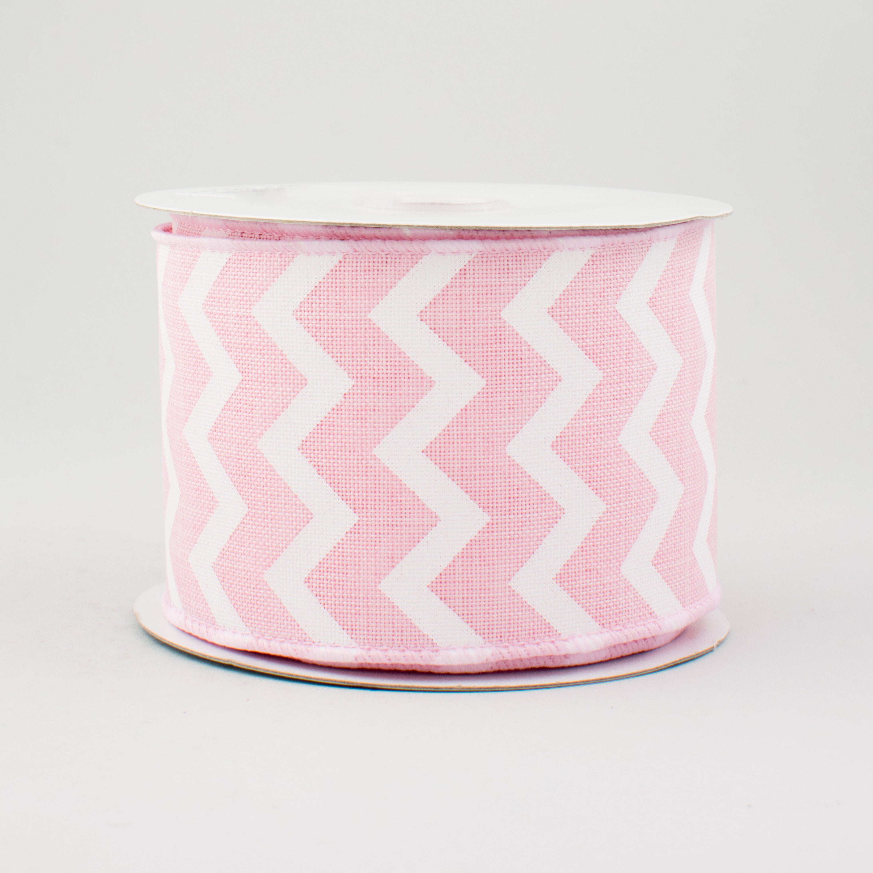 2.5" Canvas Chevron Ribbon: Light Pink & White (10 Yards)