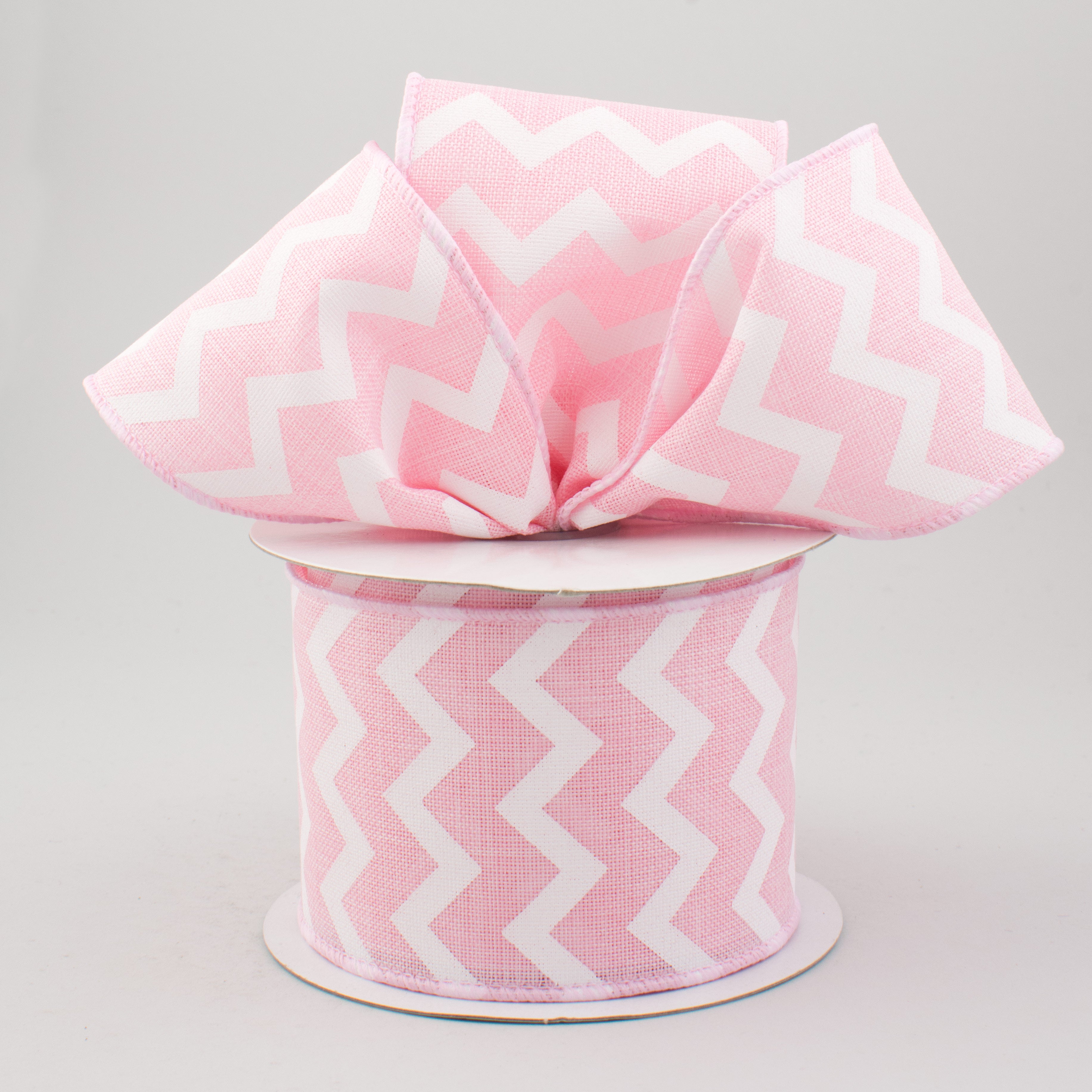 2.5" Canvas Chevron Ribbon: Light Pink & White (10 Yards) Lifestyle Photo