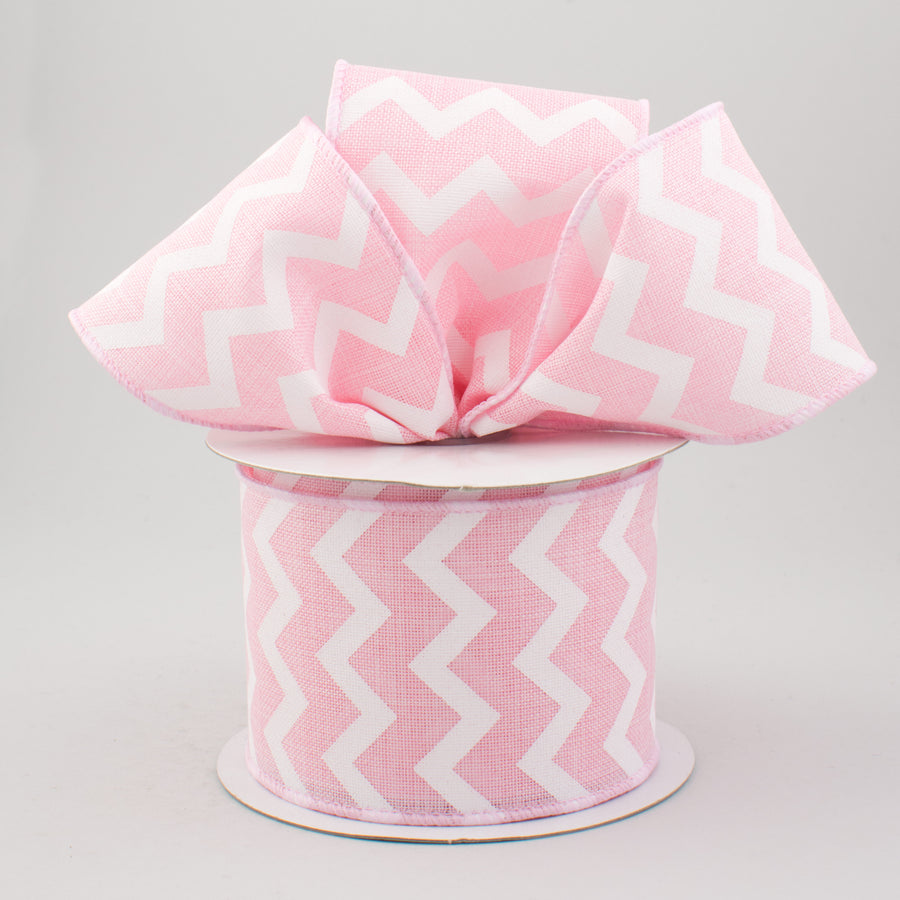 2.5" Canvas Chevron Ribbon: Light Pink & White (10 Yards) Lifestyle Photo