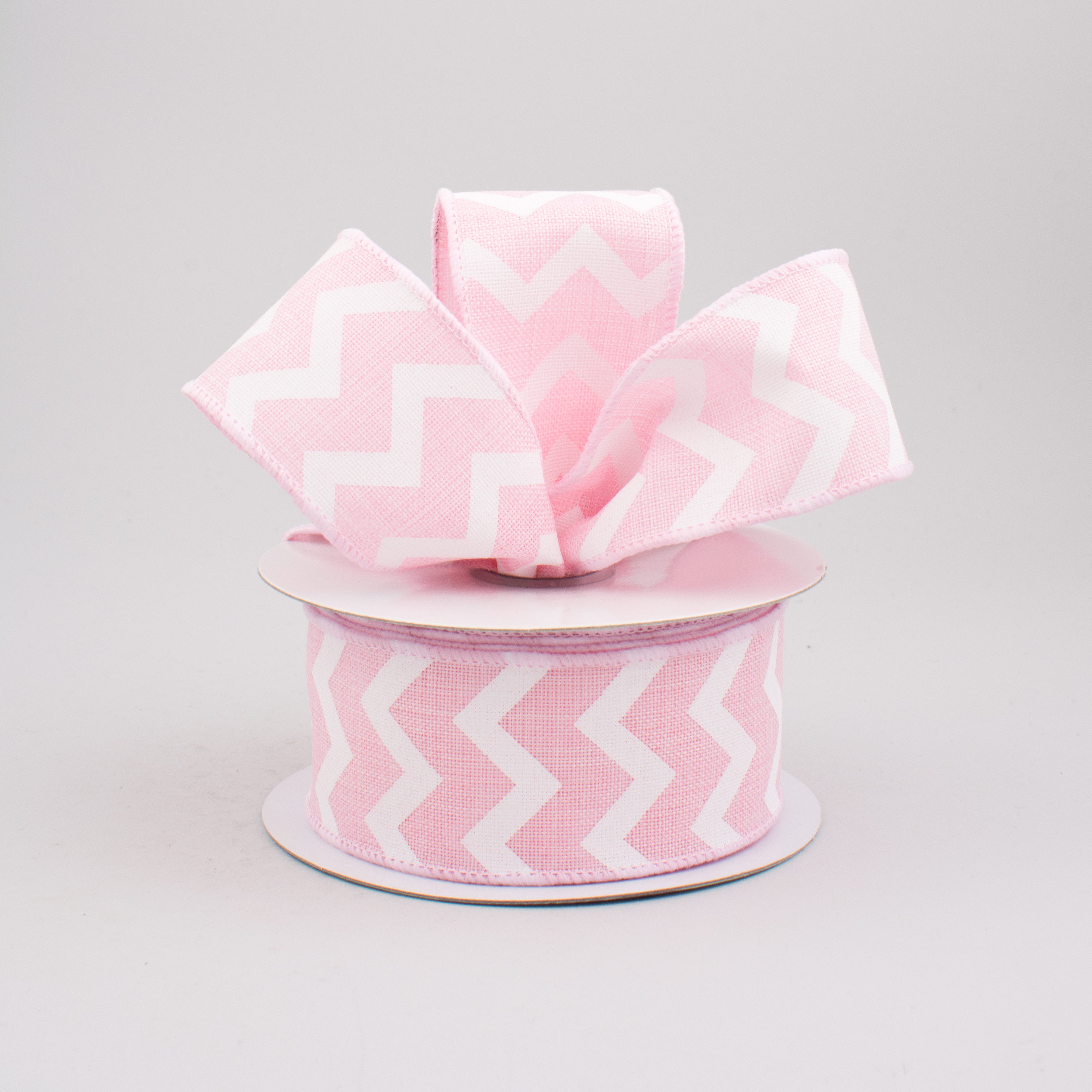 1.5" Canvas Chevron Ribbon: Light Pink & White (10 Yards) Lifestyle Photo