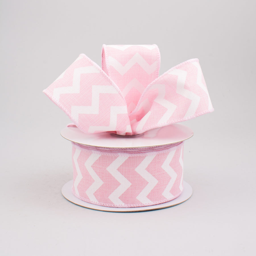 1.5" Canvas Chevron Ribbon: Light Pink & White (10 Yards) Lifestyle Photo