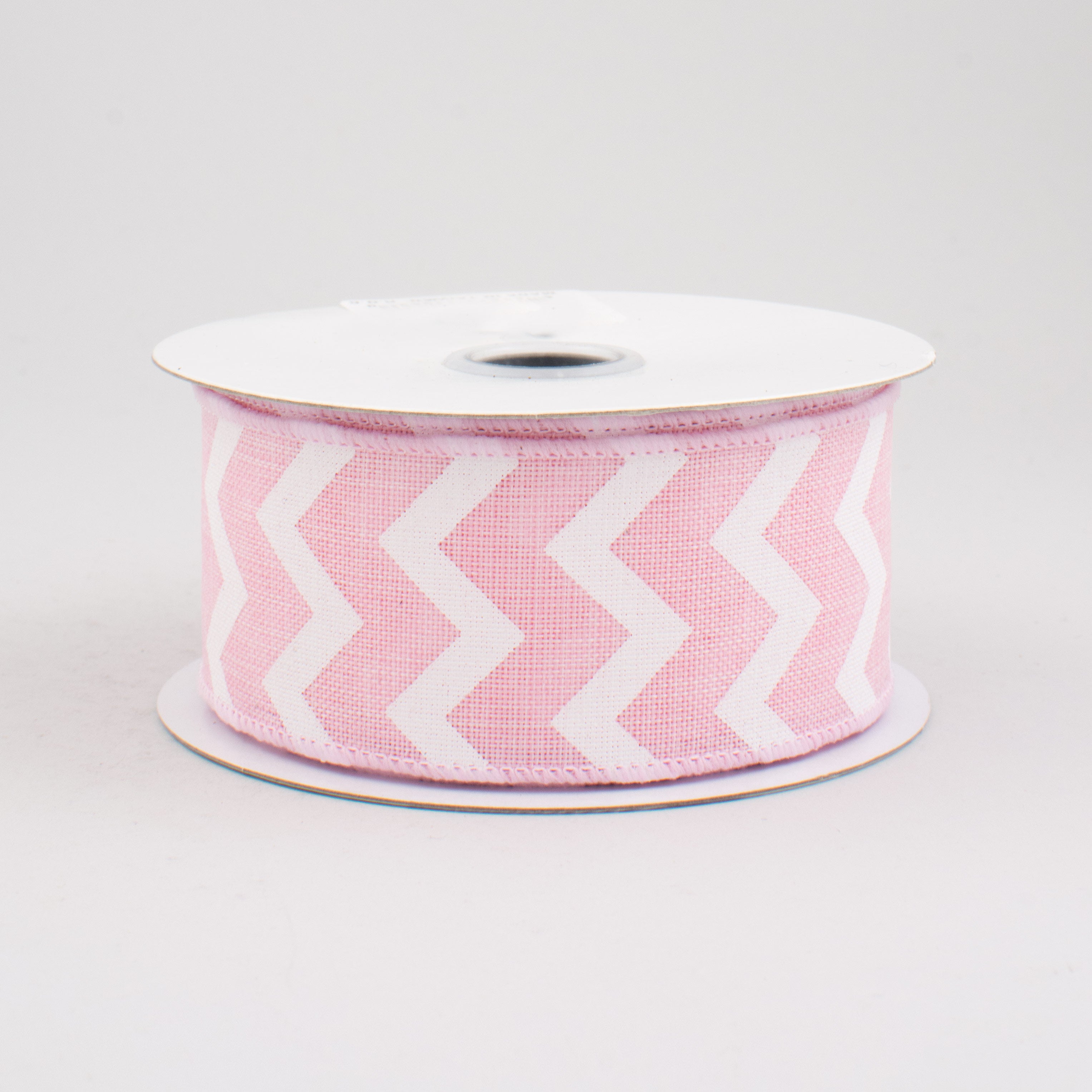 1.5" Canvas Chevron Ribbon: Light Pink & White (10 Yards)