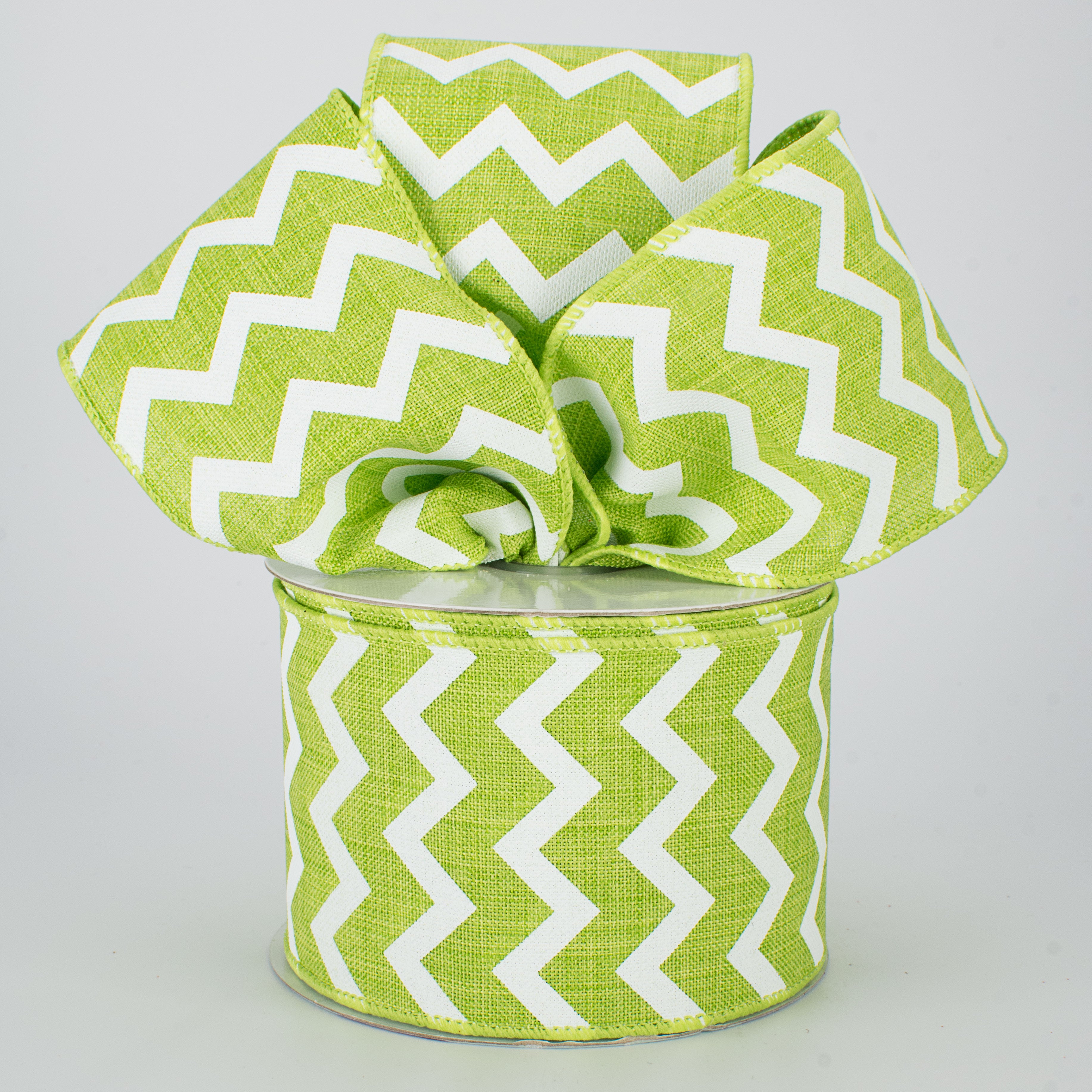 2.5" Canvas Chevron Ribbon: Lime Green & White (10 Yards) Lifestyle Photo