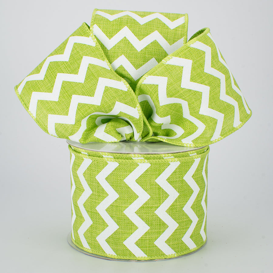 2.5" Canvas Chevron Ribbon: Lime Green & White (10 Yards) Lifestyle Photo
