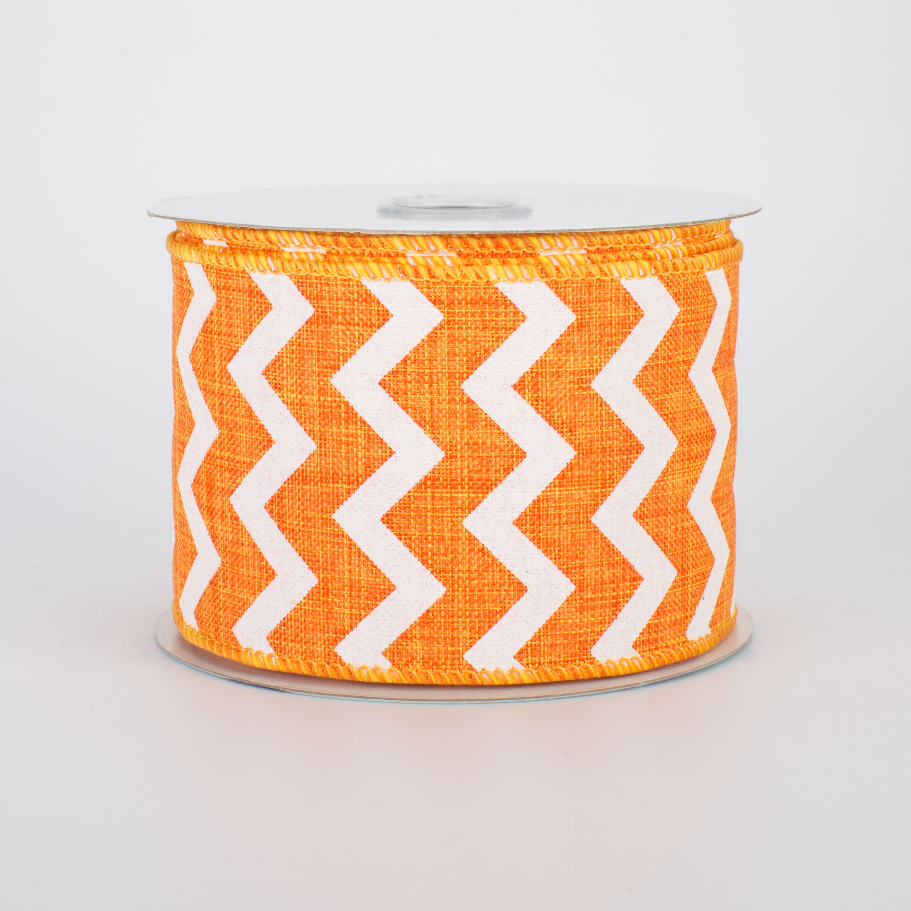 2.5" Canvas Chevron Ribbon: Orange & White (10 Yards)