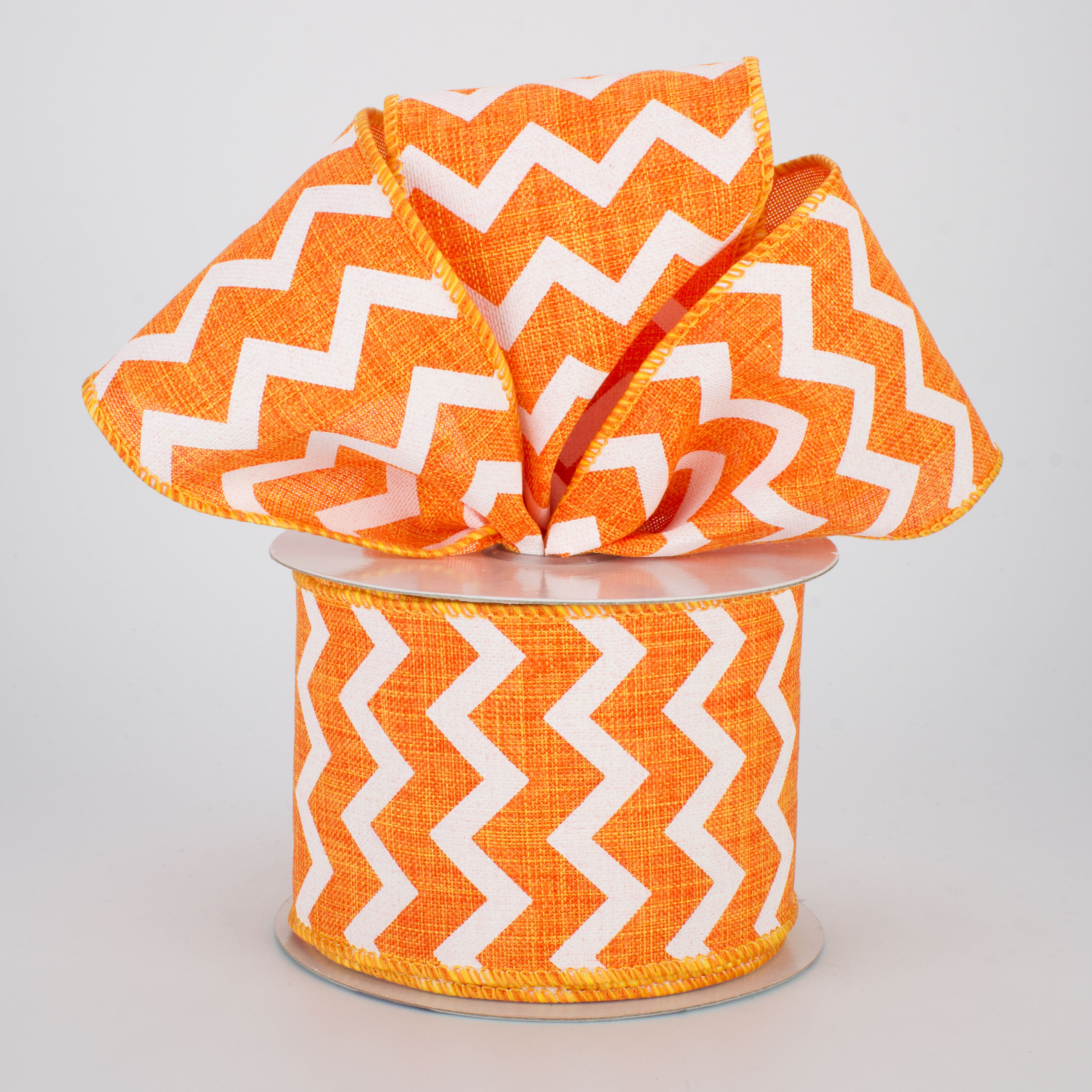 2.5" Canvas Chevron Ribbon: Orange & White (10 Yards) Lifestyle Photo