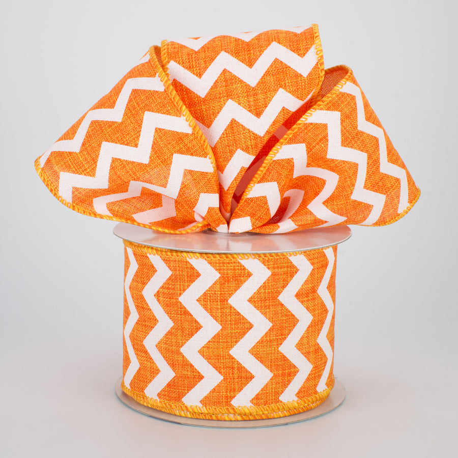 2.5" Canvas Chevron Ribbon: Orange & White (10 Yards) Lifestyle Photo
