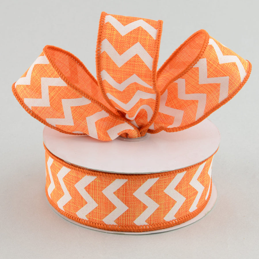 1.5" Canvas Chevron Ribbon: Orange & White (10 Yards) Lifestyle Photo