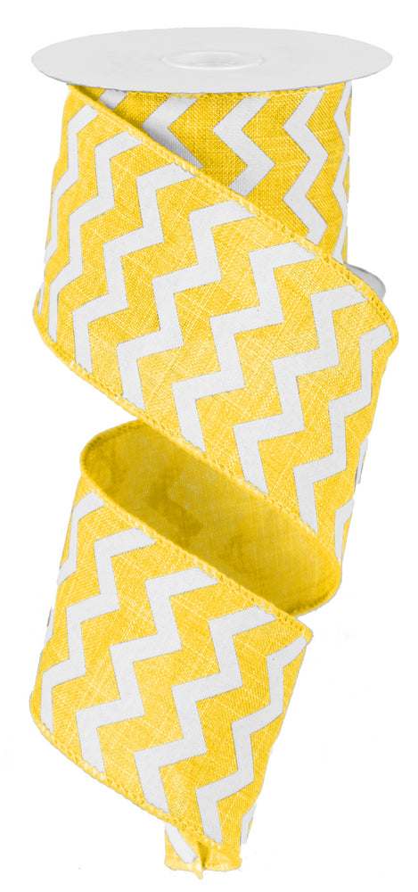 2.5" Canvas Chevron Ribbon: Yellow & White (10 Yards) detail photo 3