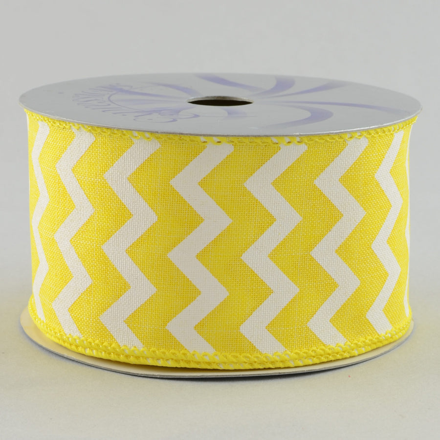 2.5" Canvas Chevron Ribbon: Yellow & White (10 Yards)