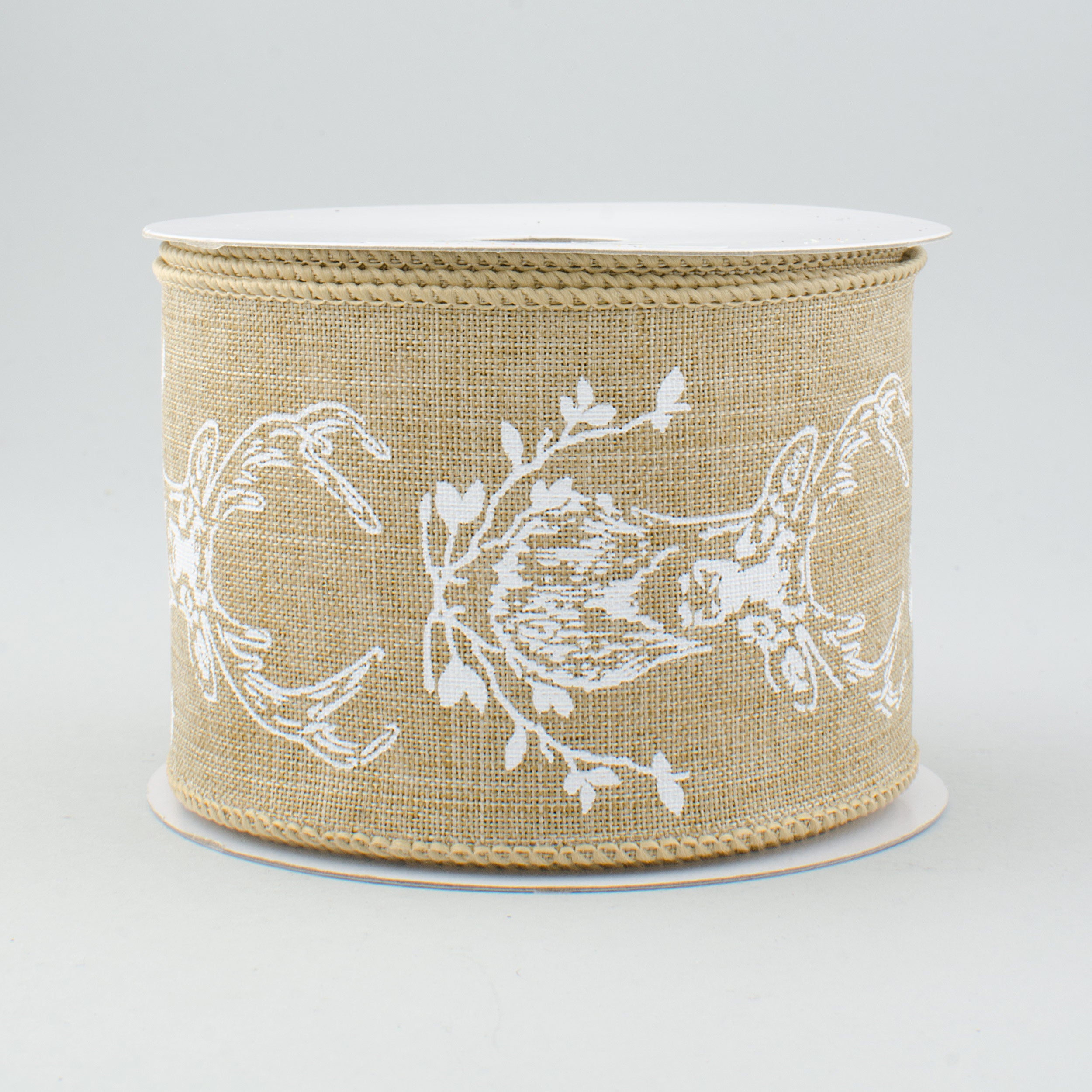 2.5" Canvas Deer Head Ribbon: Natural & White (10 Yards)