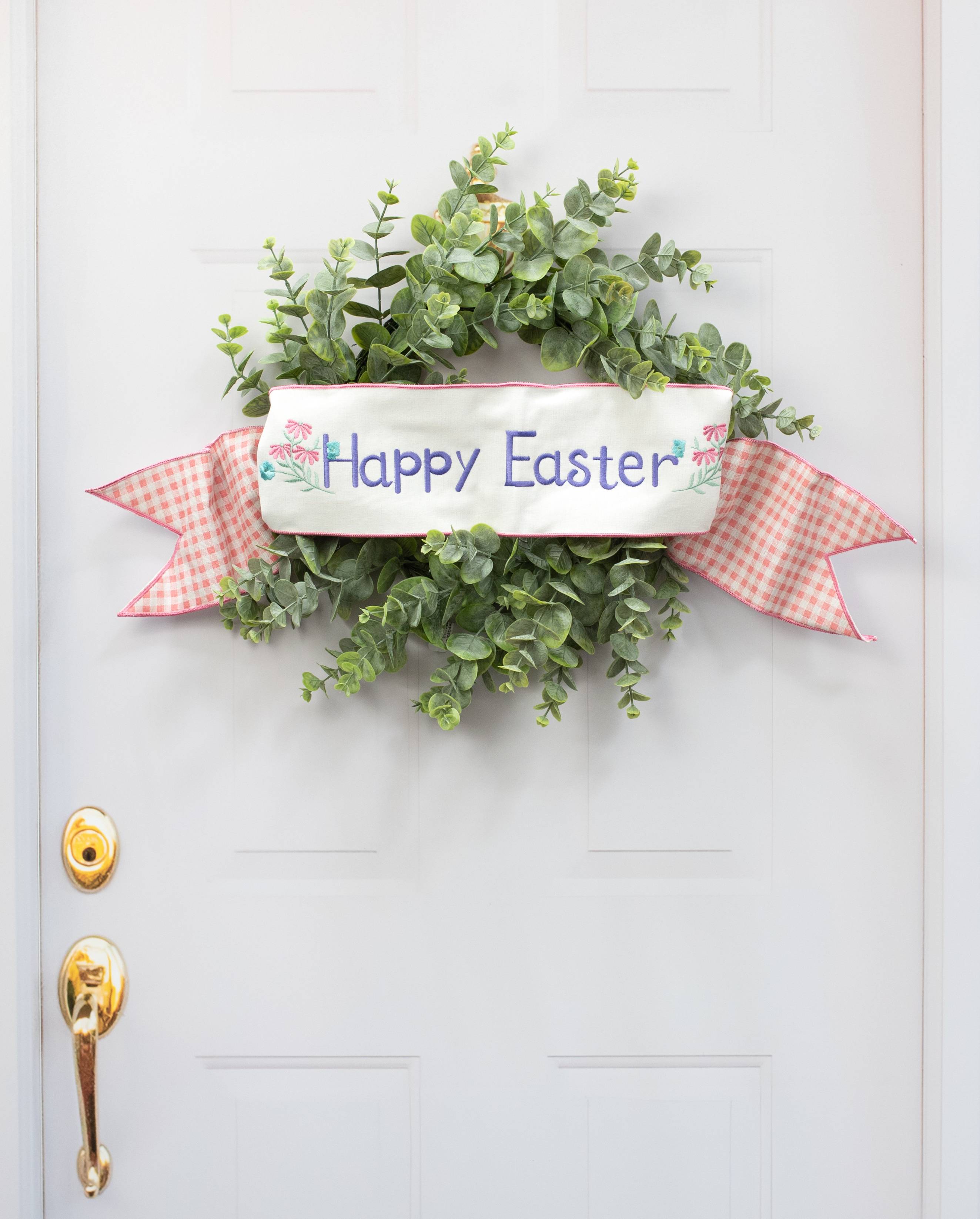 [D Stevens] 6" Canvas Happy Easter Check Backing Banner: White Lifestyle Photo
