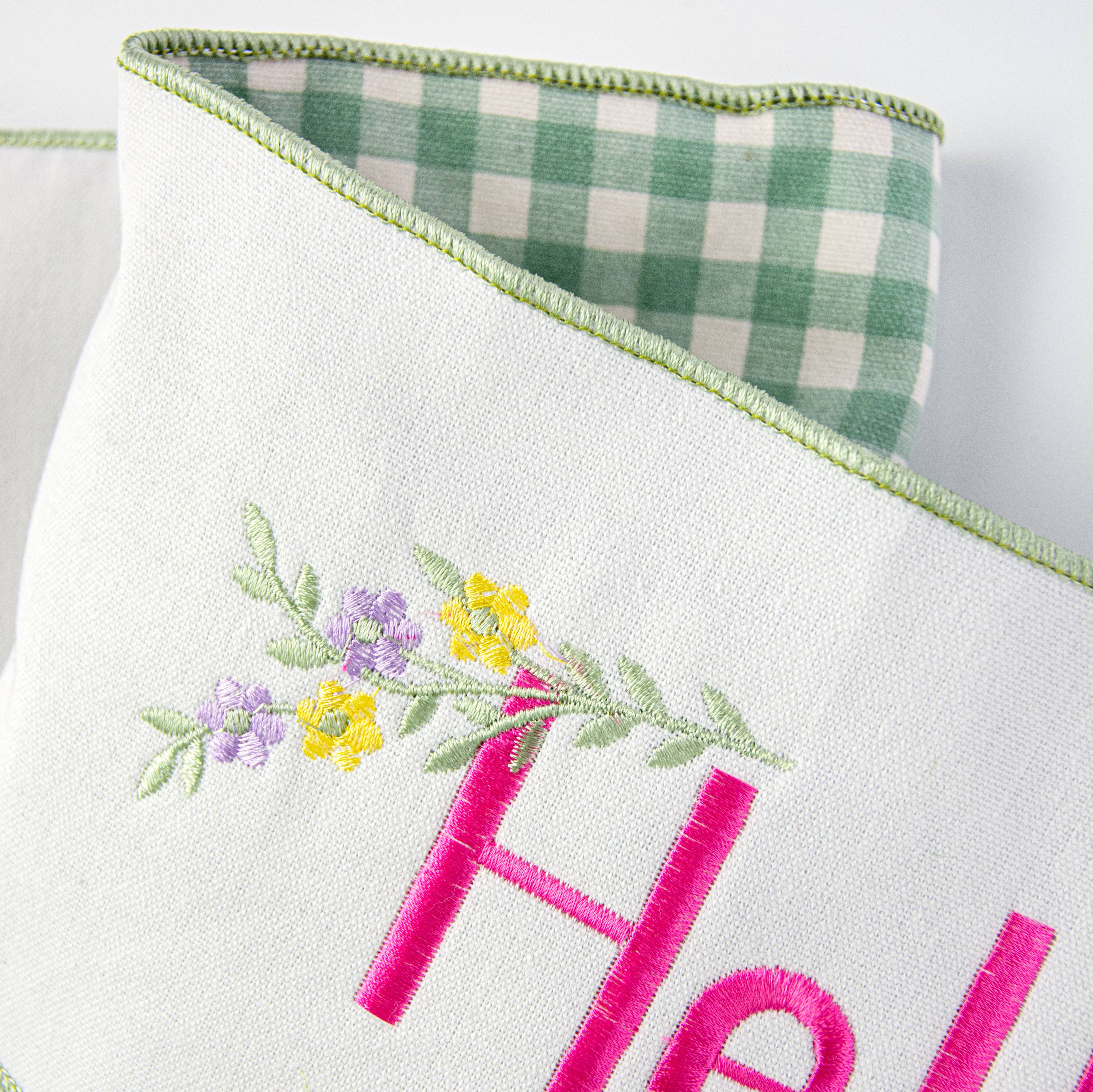 [D Stevens] 6" Canvas Hello Spring Check Backing Banner: White detail photo 3