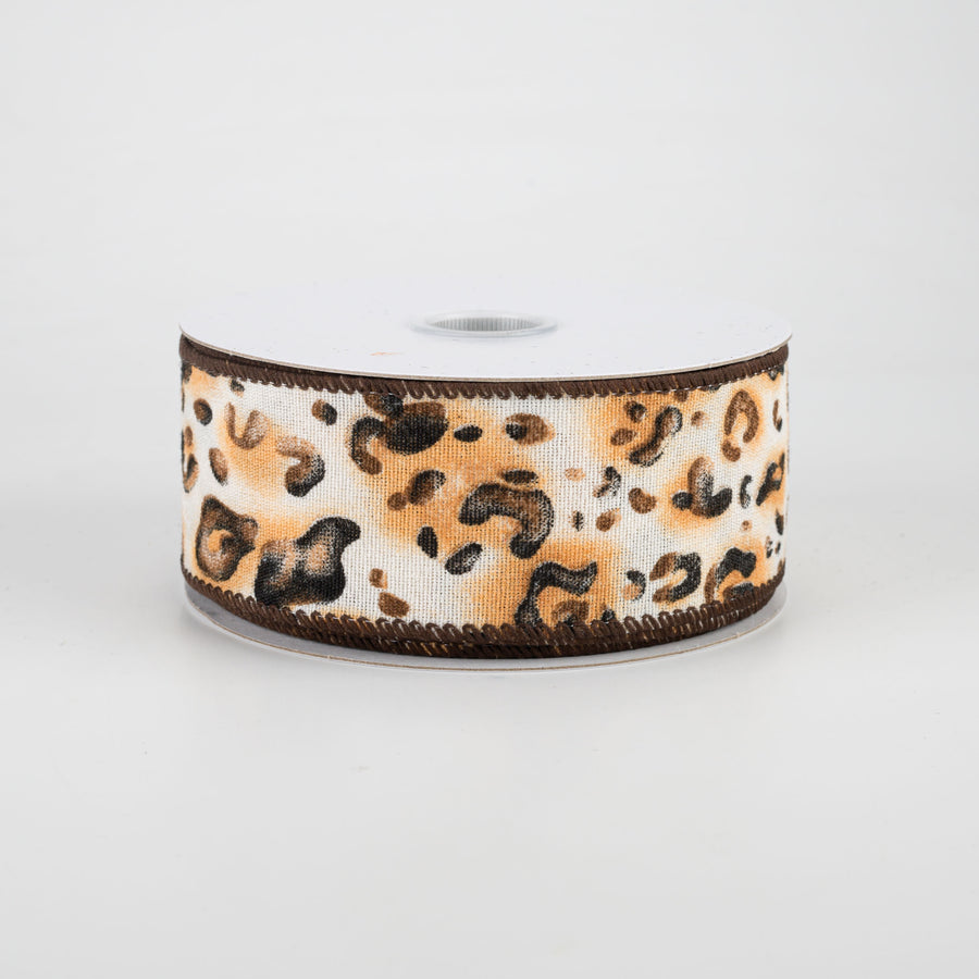 1.5" Canvas Leopard Print Ribbon (10 Yards)