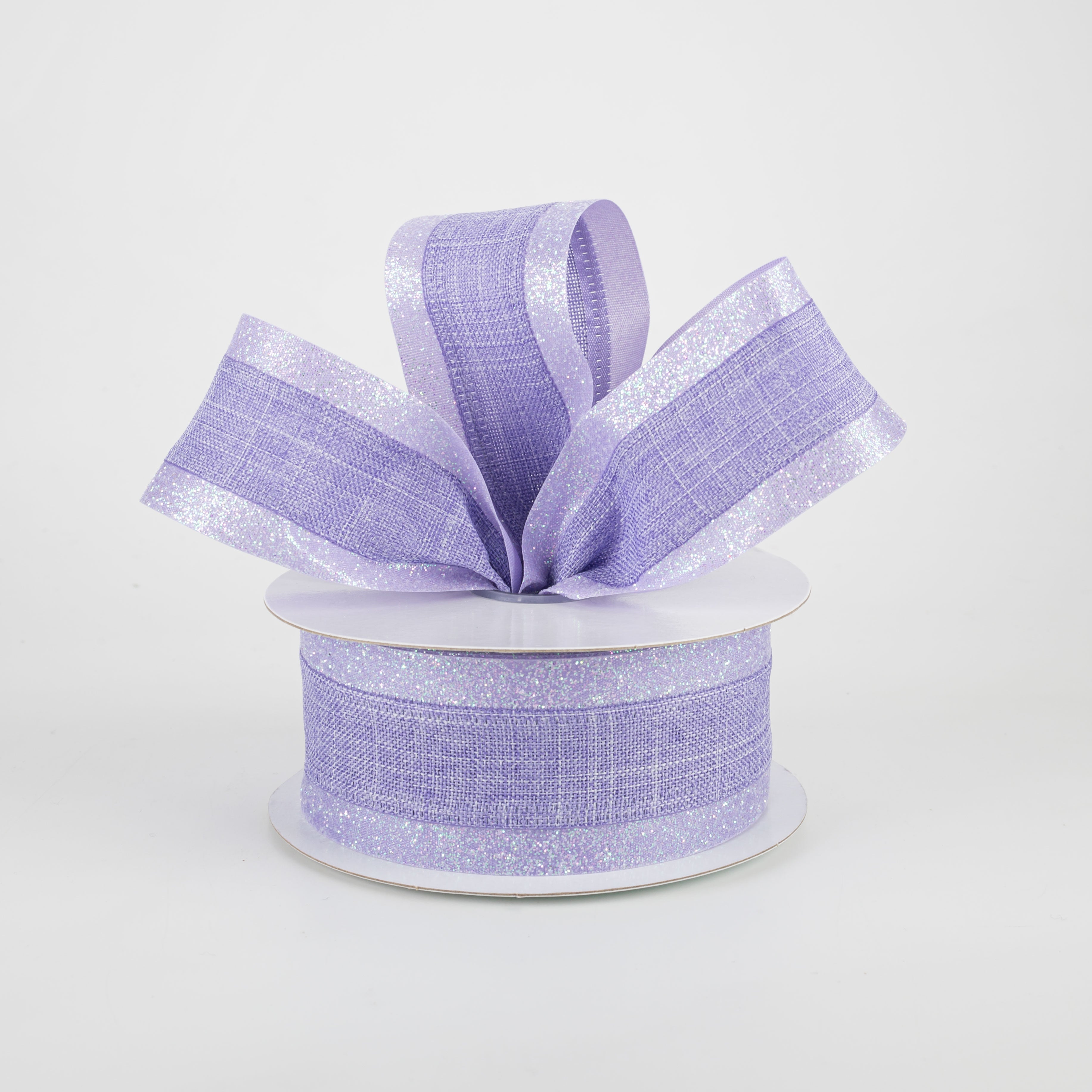 1.5" Canvas On Satin Glitter Ribbon: Lavender (10 Yards) Lifestyle Photo