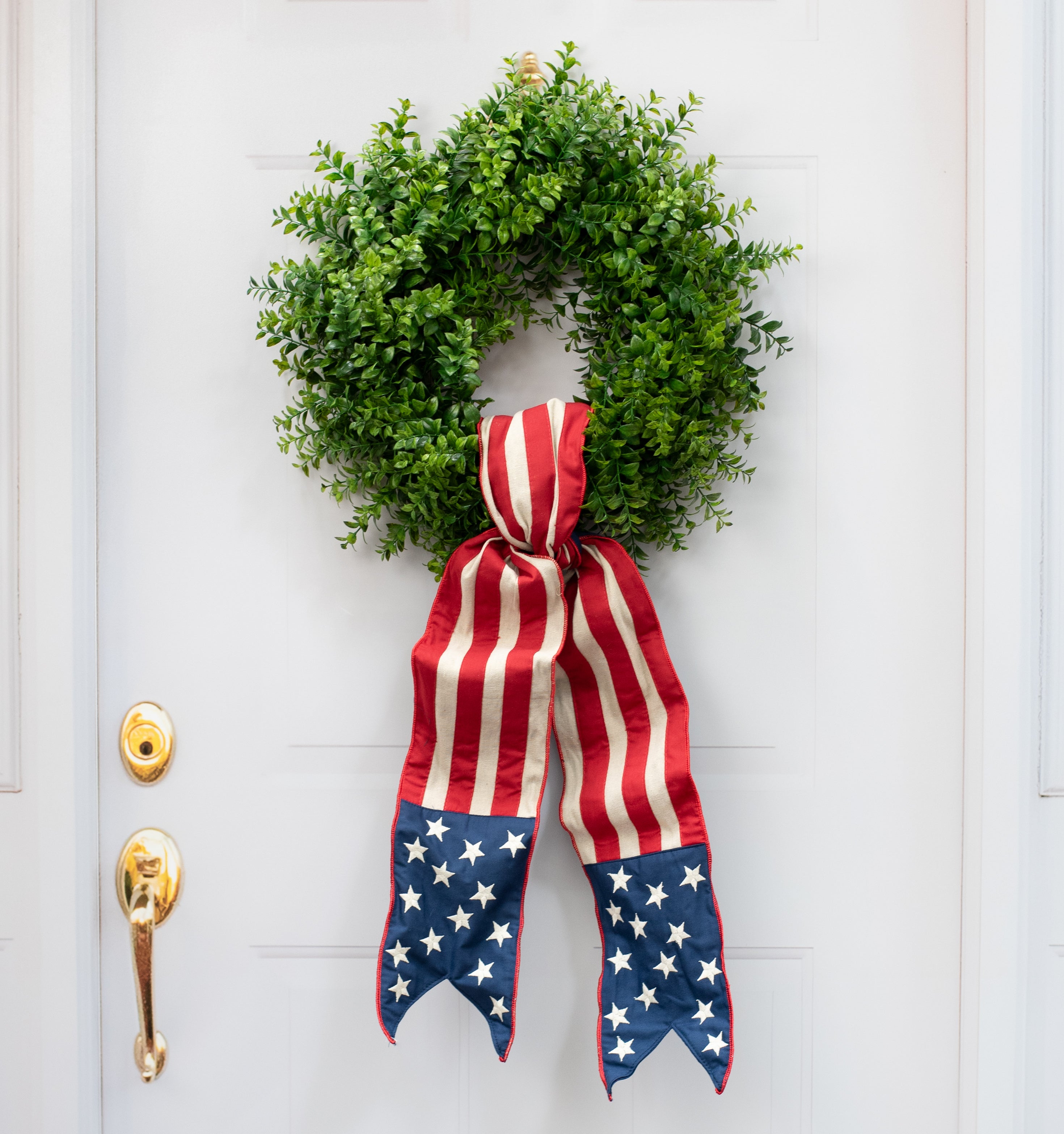 [D Stevens] 6" Canvas Stars and Stripes Ribbon Wreath Sash Lifestyle Photo