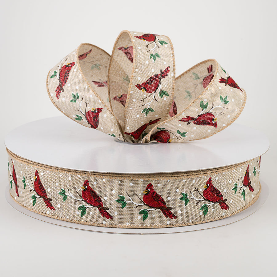 1.5" Cardinal On Branch Ribbon (50 Yards) Lifestyle Photo