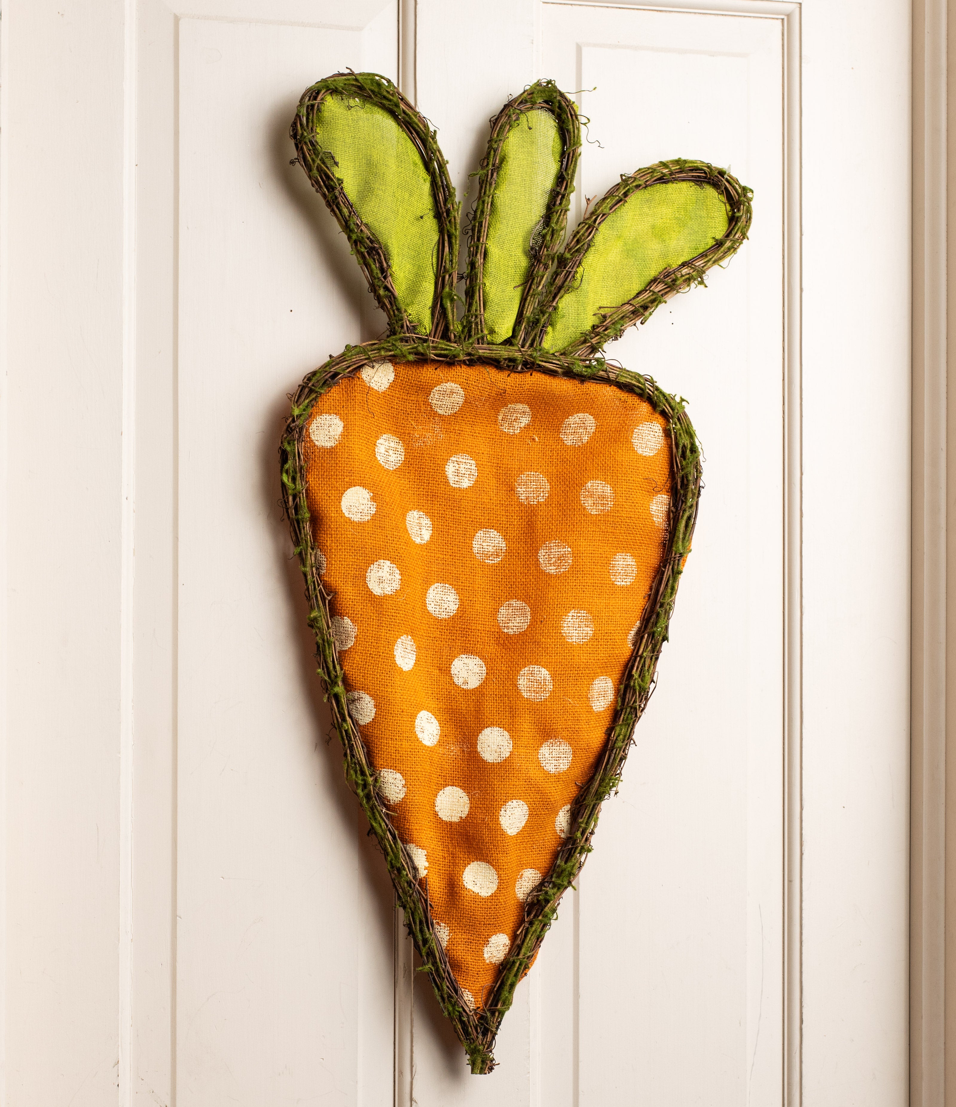 29" Carrot Twig Form With Polka Dot Burlap Lifestyle Photo