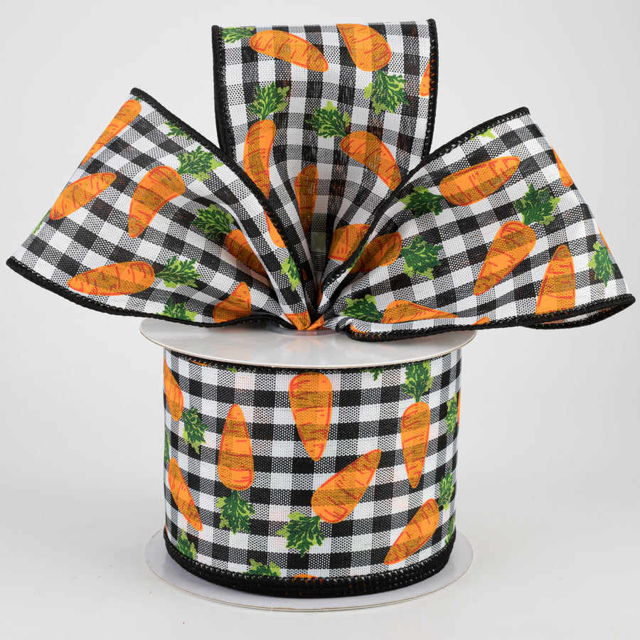 2.5" Carrots Gingham Check Ribbon: Black & White (10 Yards) Lifestyle Photo