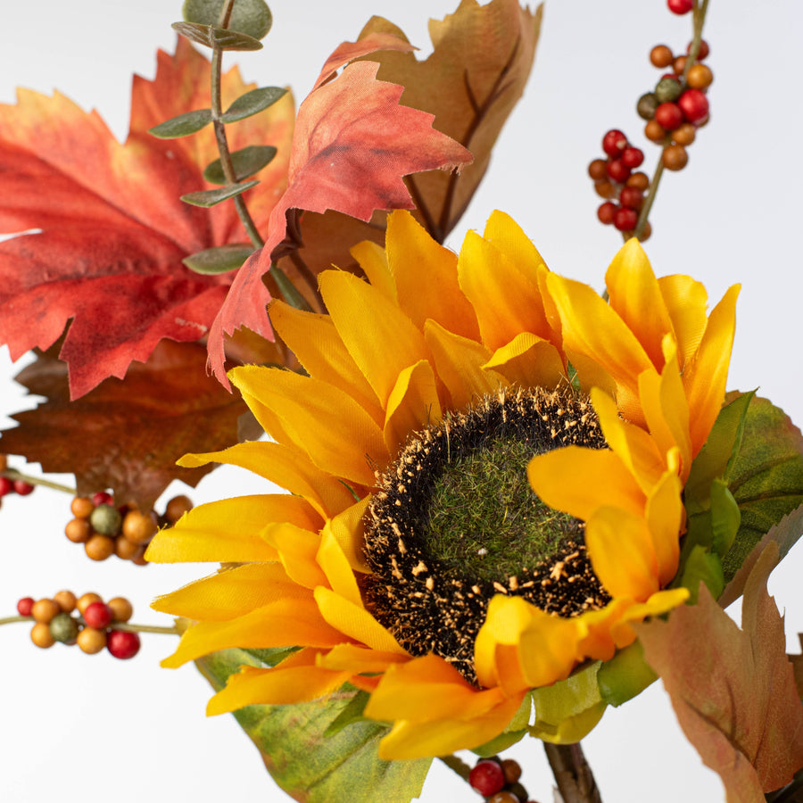 16" Fall Leaves & Sunflower Pick
