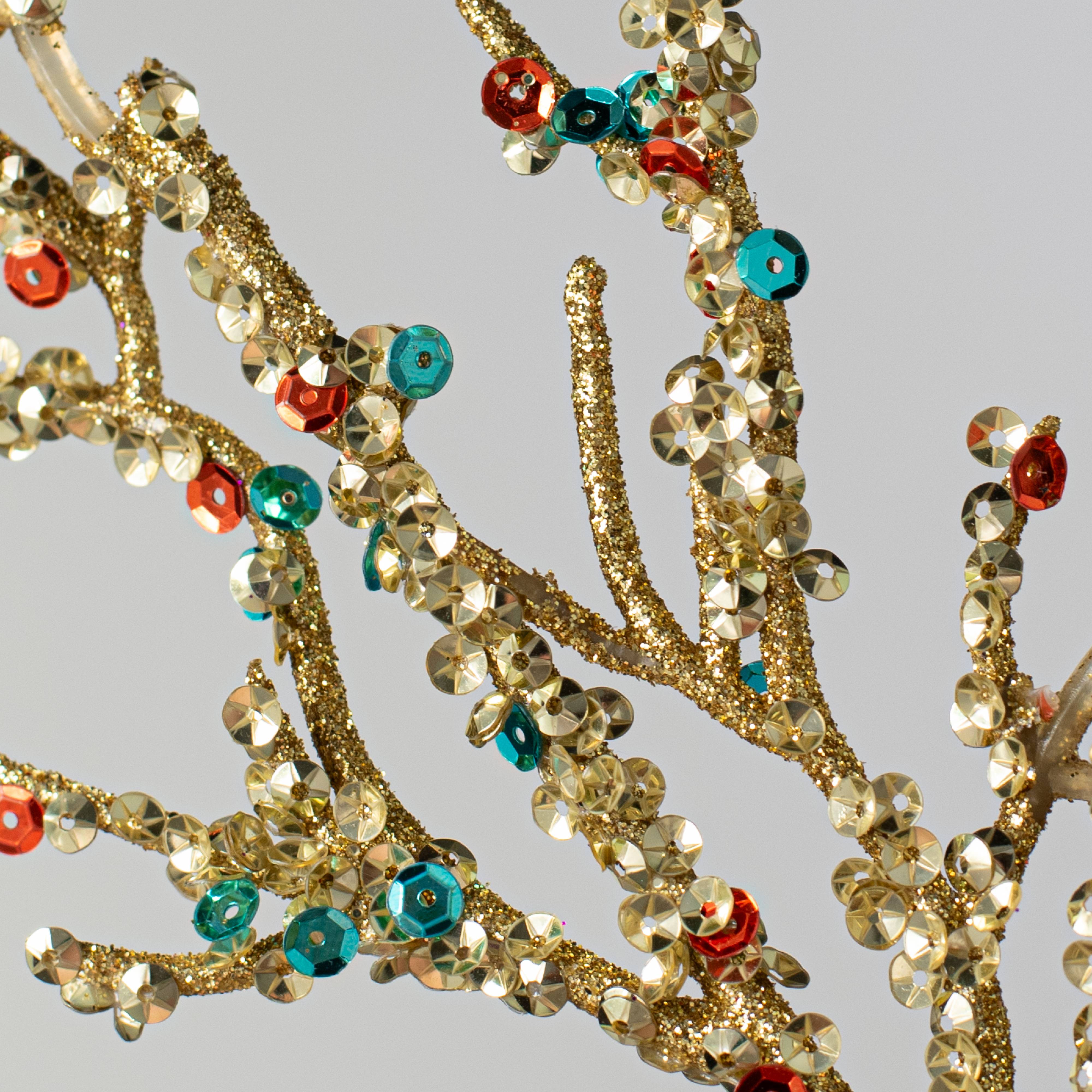 24" Jewel Glittered Branch Spray: Gold, Orange & Blue