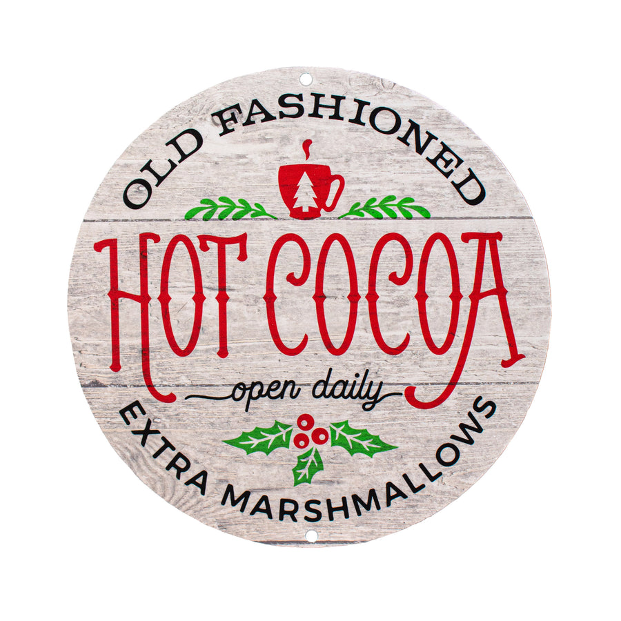 8.5" Round Waterproof Sign: Hot Cocoa