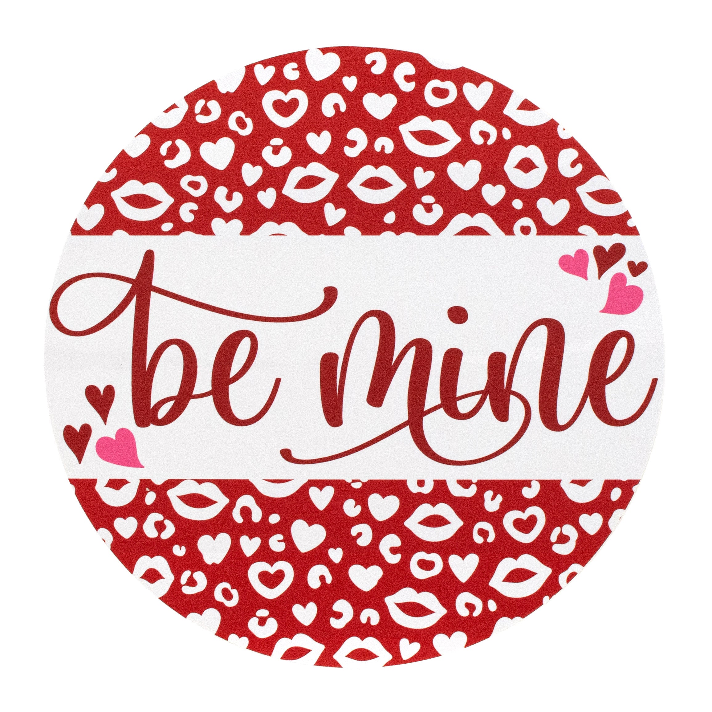 9.4" Round Waterproof Sign: Be Mine Leopard Valentine