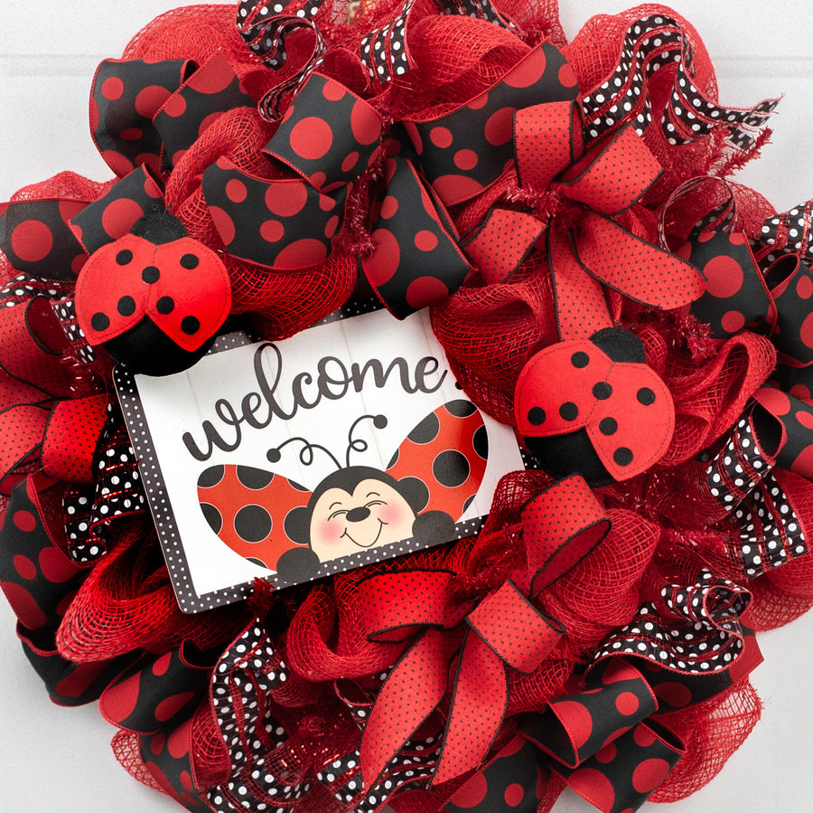 10.5" Waterproof Sign: Peeking Ladybug