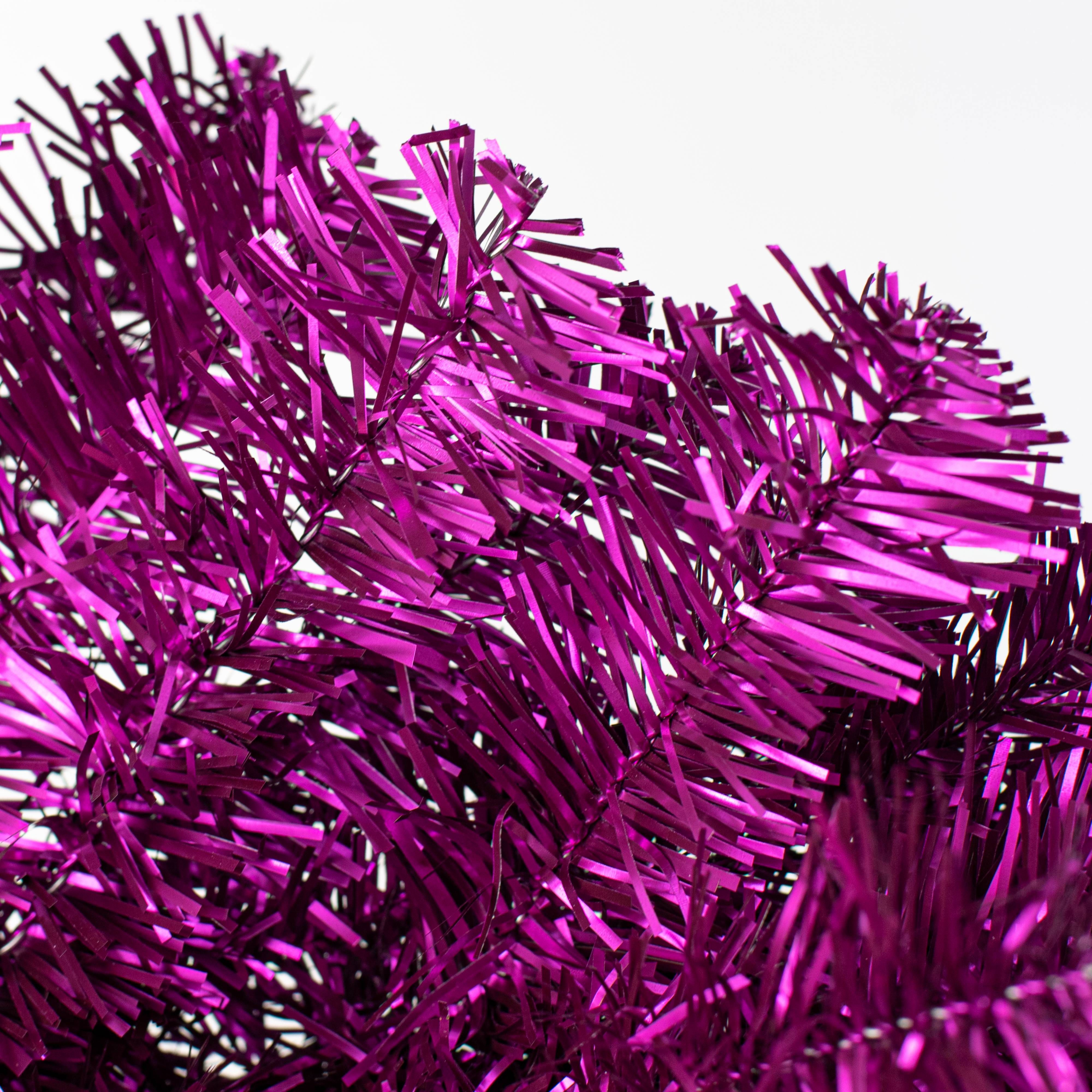 32" Pine Tinsel Teardrop Swag: Metallic Purple