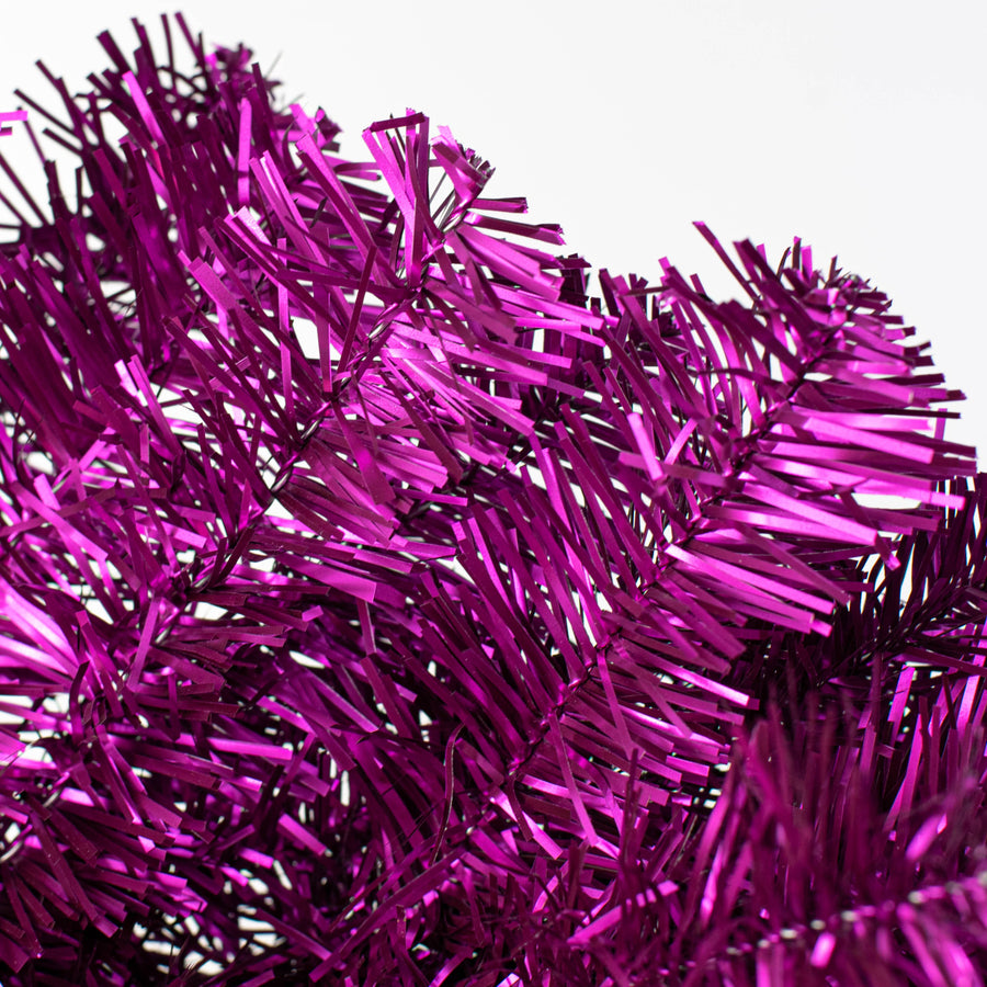 32" Pine Tinsel Teardrop Swag: Metallic Purple