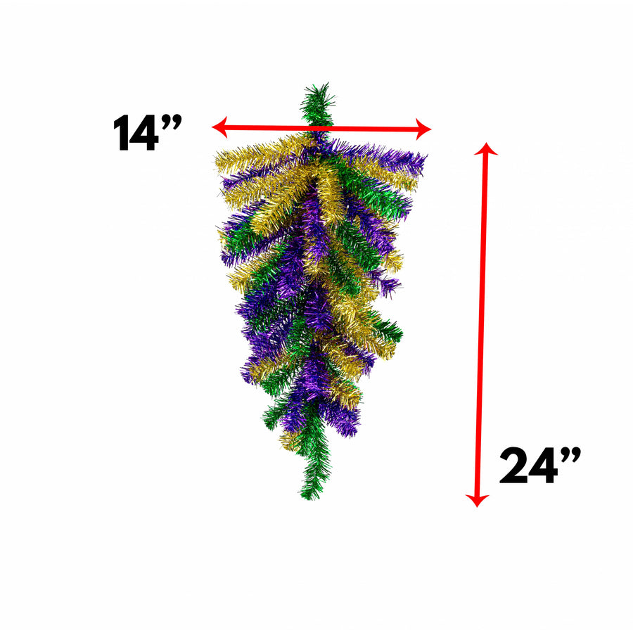 24" Pine Teardrop Swag: Metallic Mardi Gras (55 Tips)
