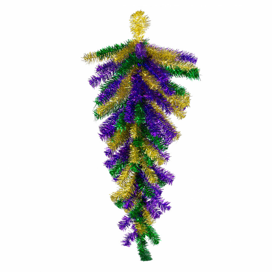 36" Pine Teardrop Swag: Metallic Mardi Gras (90 Tips)