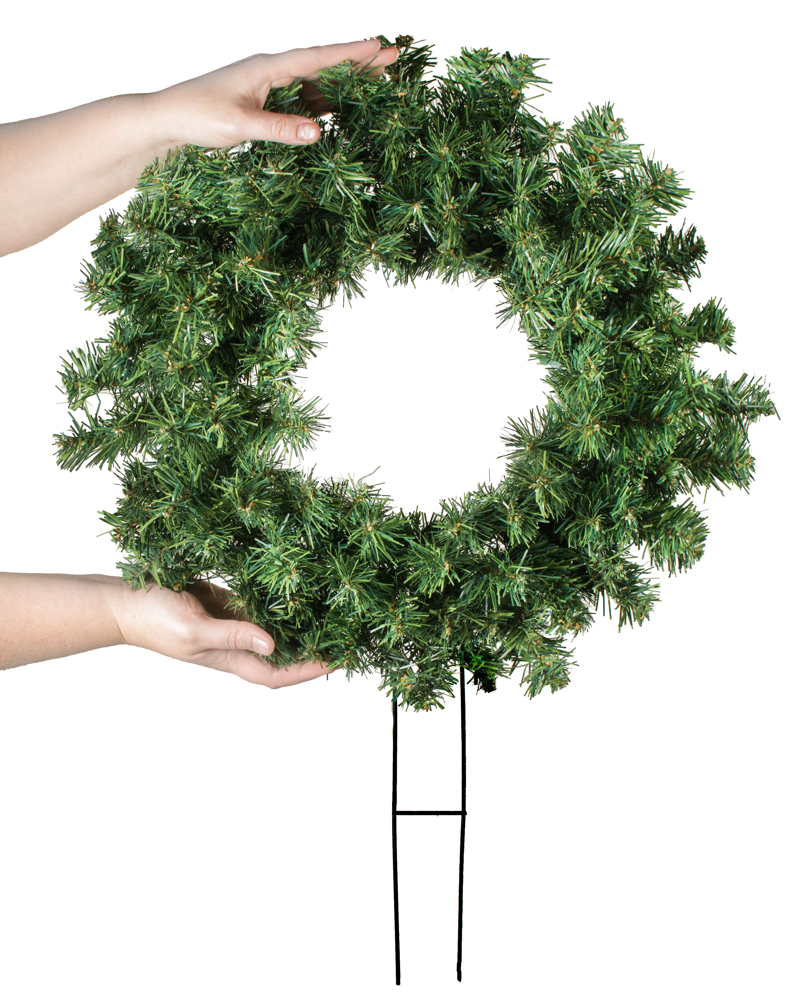 18" Cemetery Pine Wreath With Stake Lifestyle Photo