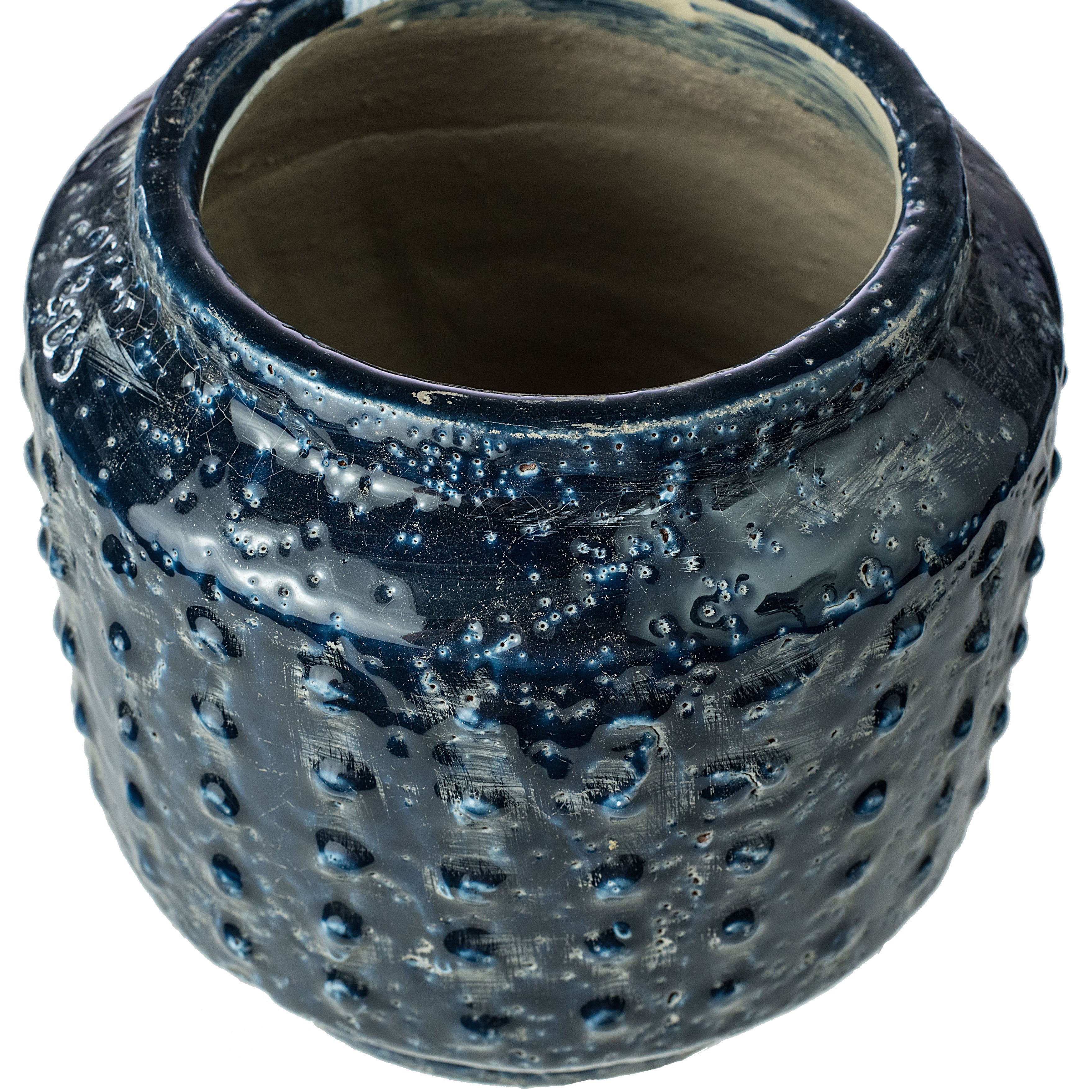 6" Ceramic Hobnail Vase: Blue detail photo 3