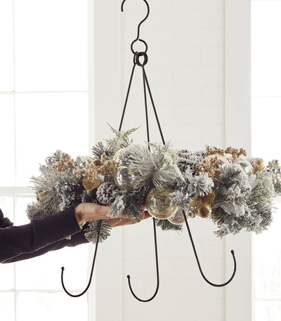 30" Chandelier Wreath Hanger: Black Lifestyle Photo