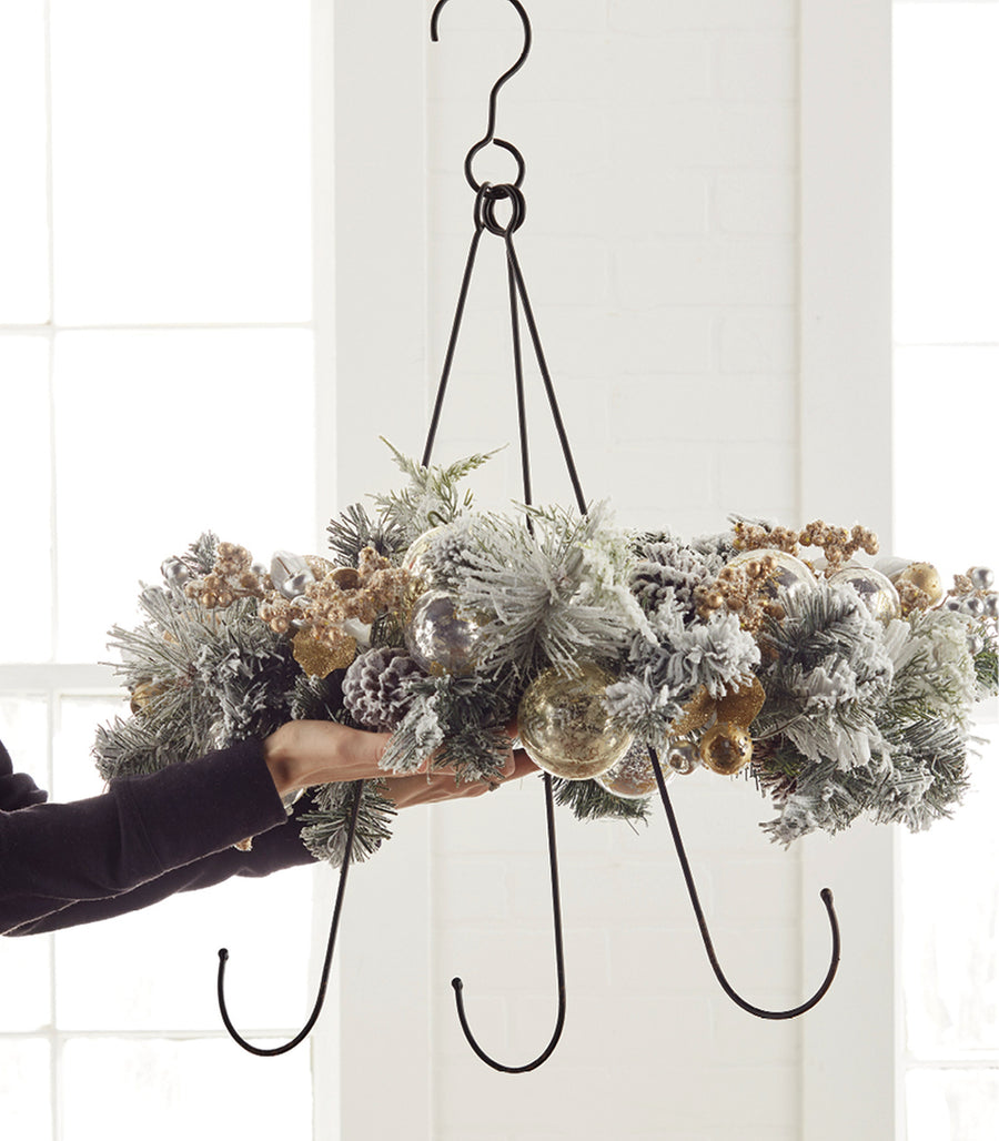 30" Chandelier Wreath Hanger: Black Lifestyle Photo