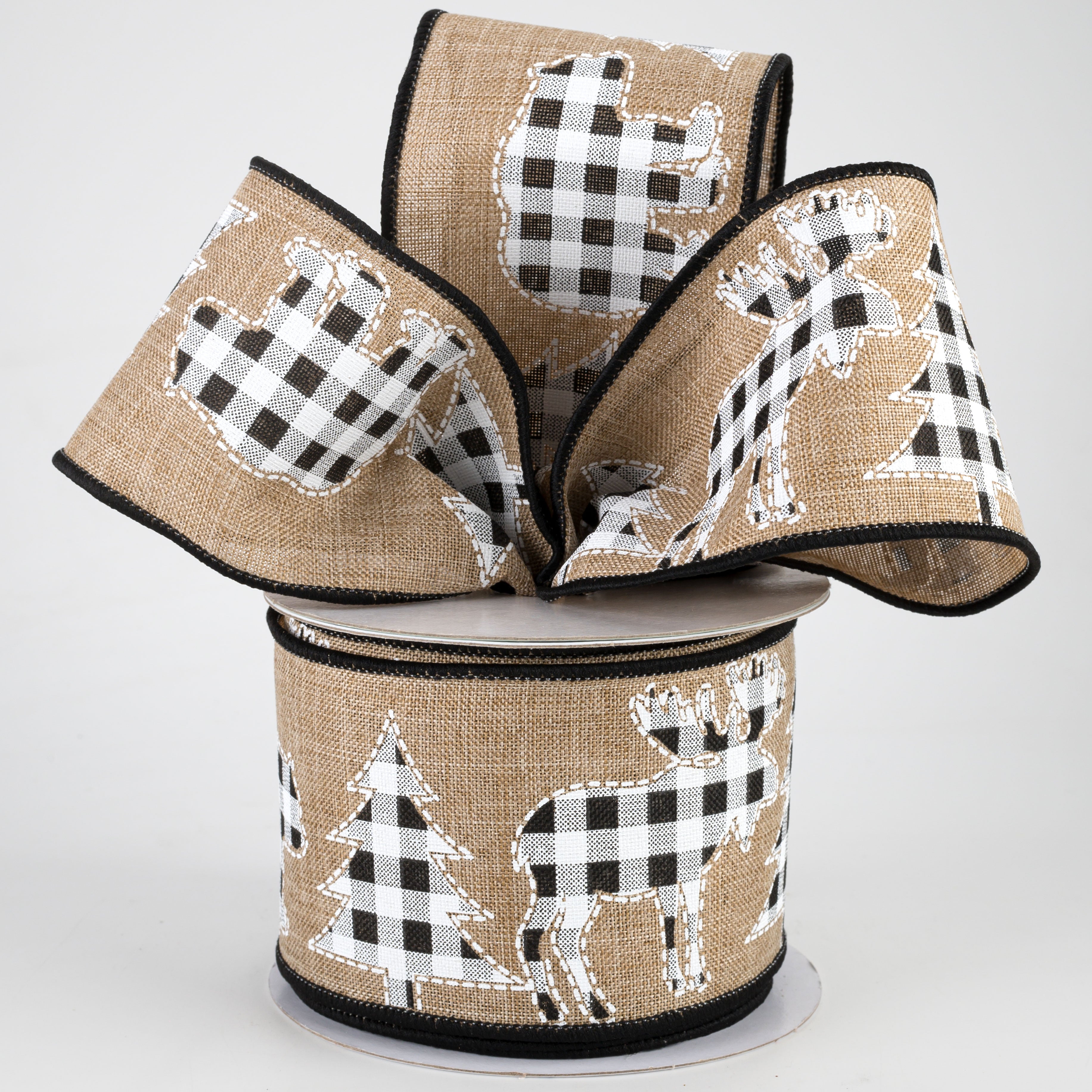 2.5" Check Bear, Moose, Tree Ribbon: Natural (10 Yards) Lifestyle Photo
