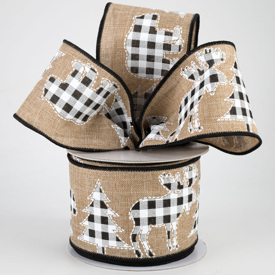 2.5" Check Bear, Moose, Tree Ribbon: Natural (10 Yards) Lifestyle Photo