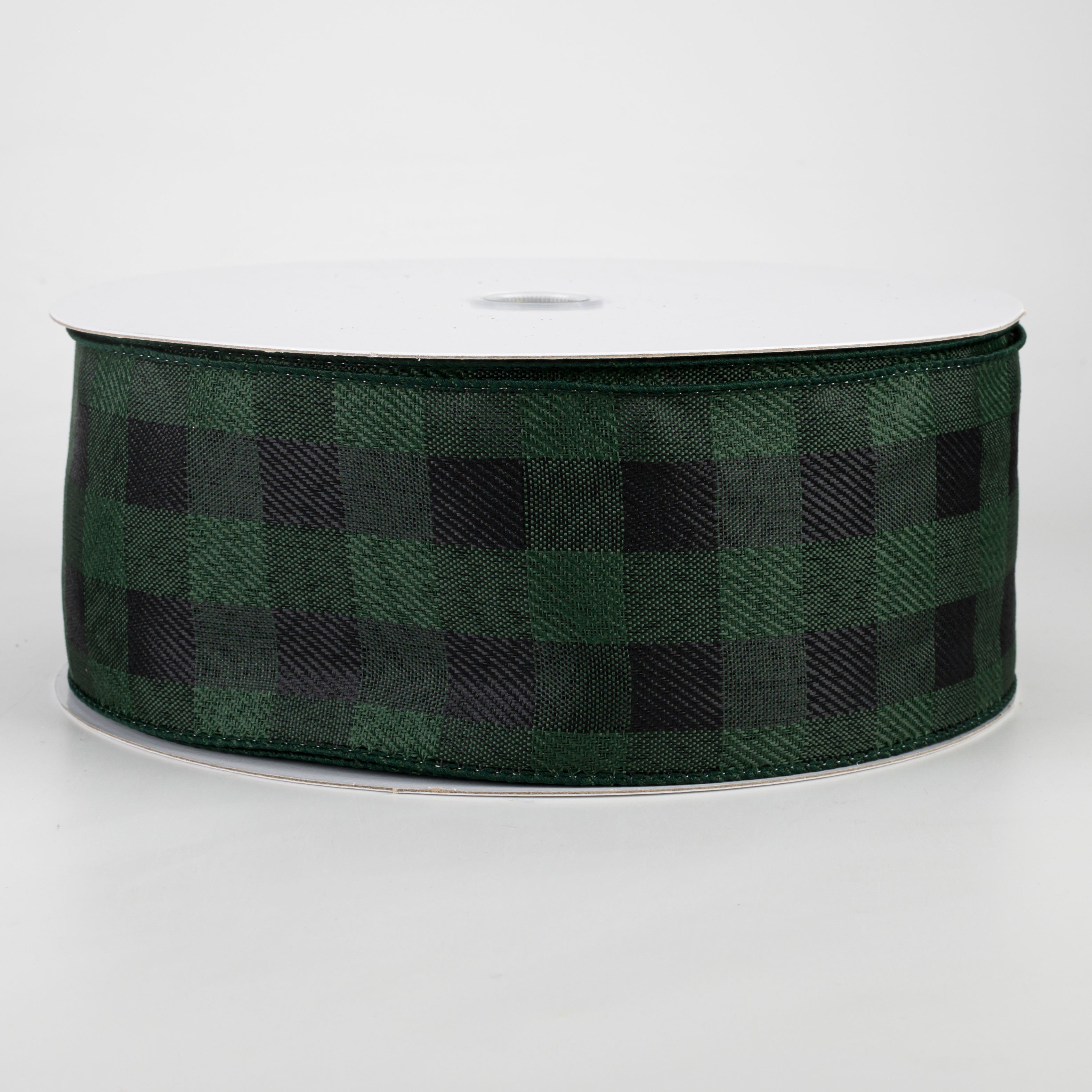 2.5" Check Buffalo Plaid Ribbon: Emerald & Black (50 Yards)
