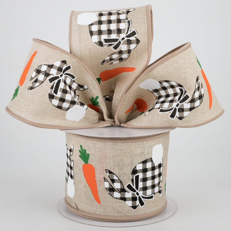 2.5" Check Bunnies With Carrots Ribbon: Light Natural (10 Yards) Lifestyle Photo