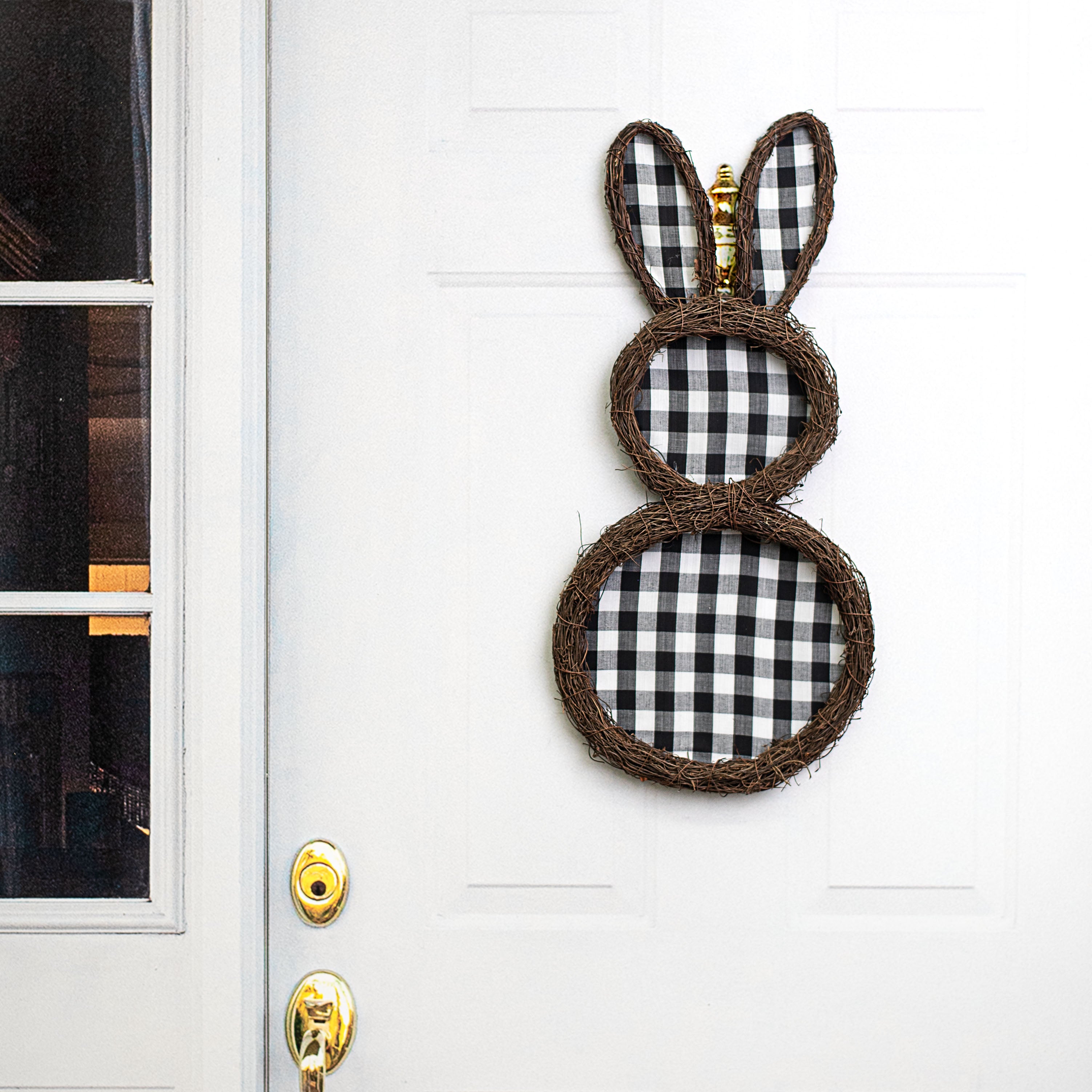 26" Check Bunny Grapevine Hanger: Black & White Lifestyle Photo