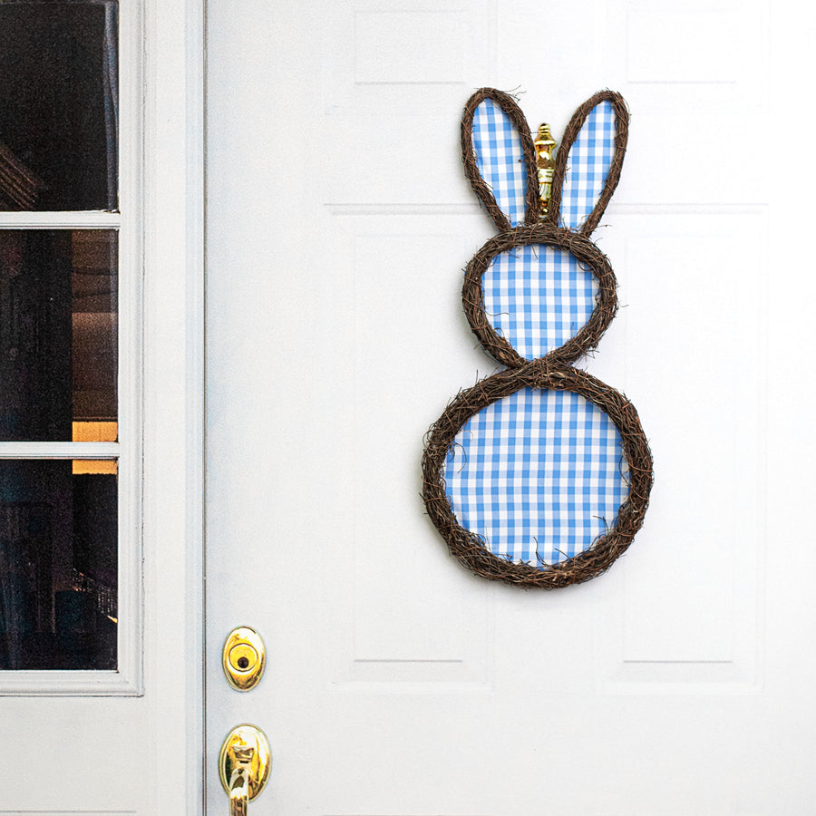 26" Check Bunny Grapevine Hanger: Blue & White Lifestyle Photo