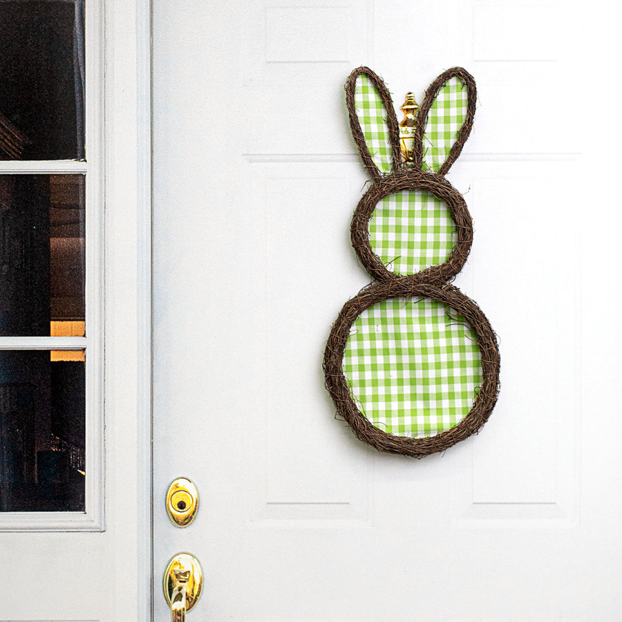 26" Check Bunny Grapevine Hanger: Green & White Lifestyle Photo