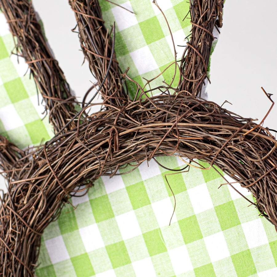 26" Check Bunny Grapevine Hanger: Green & White detail photo 3